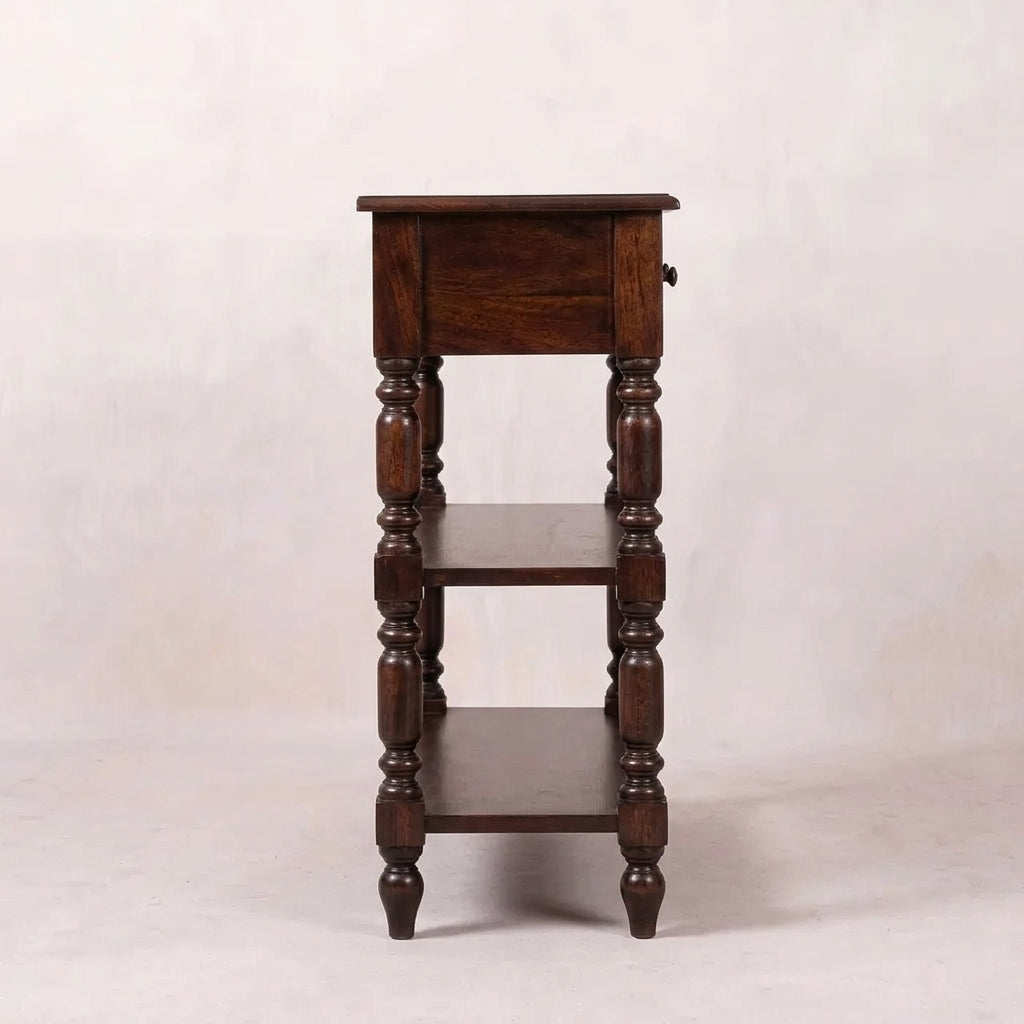 Cherry Solid Wood Turned Legs Side Table