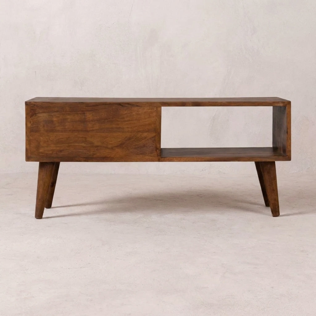 Chestnut Solid Wood Prism Sliding Media Unit