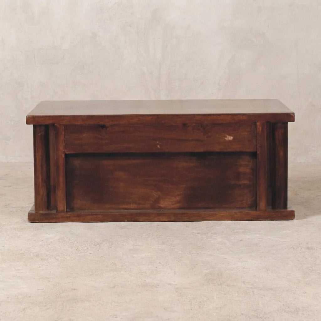 Wine Wood Oak Solid Wood Wall-Mounted Nightstand with Brass Handle