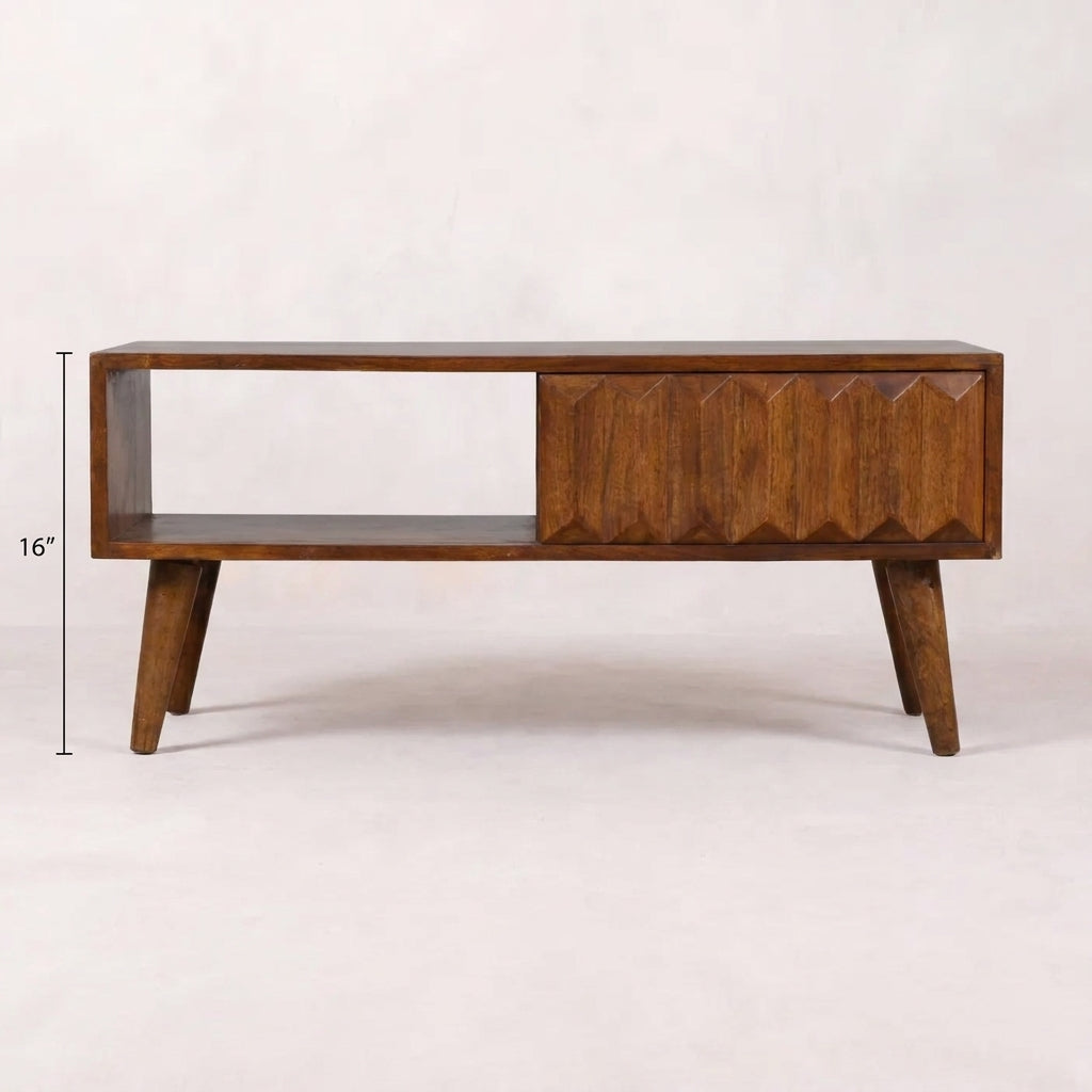 Chestnut Solid Wood Prism Sliding Media Unit