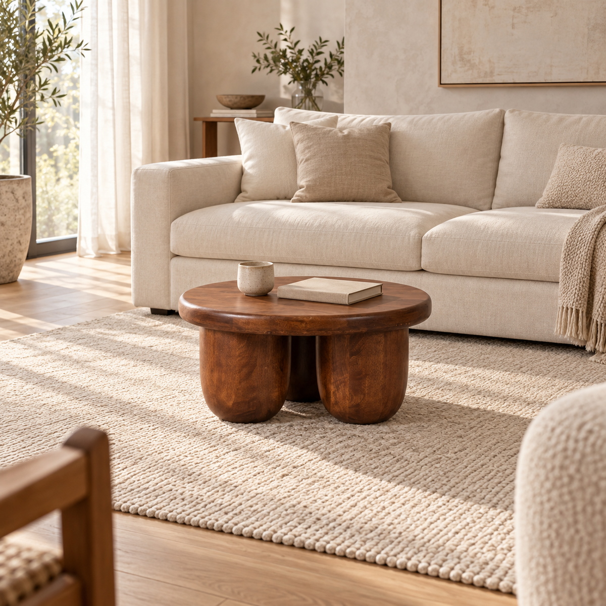 Clara Sculpted Coffee Table – Custom (H 18.0in × W 35.0in × D 34.5in) – view 1