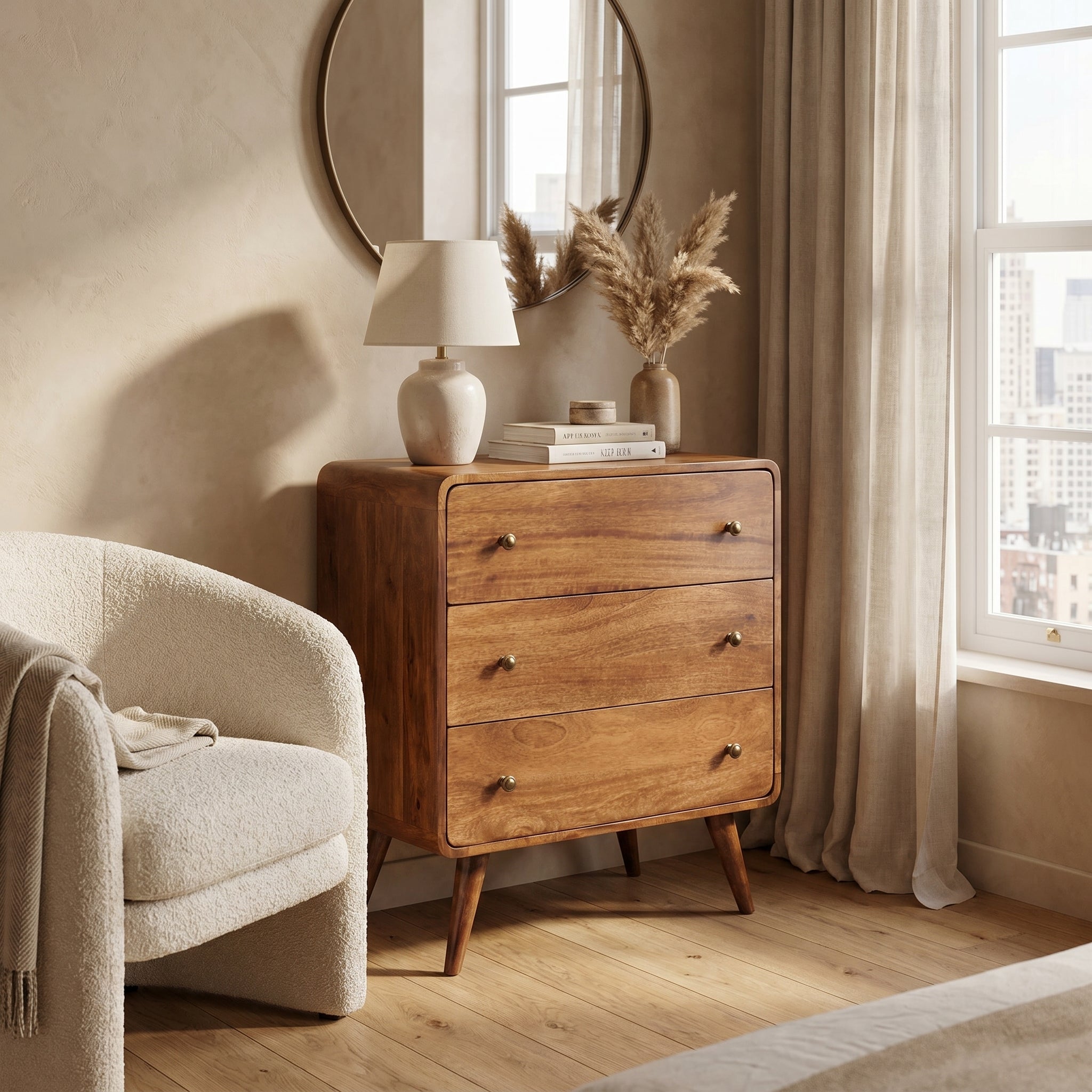 Curved Honey Caramel Chest