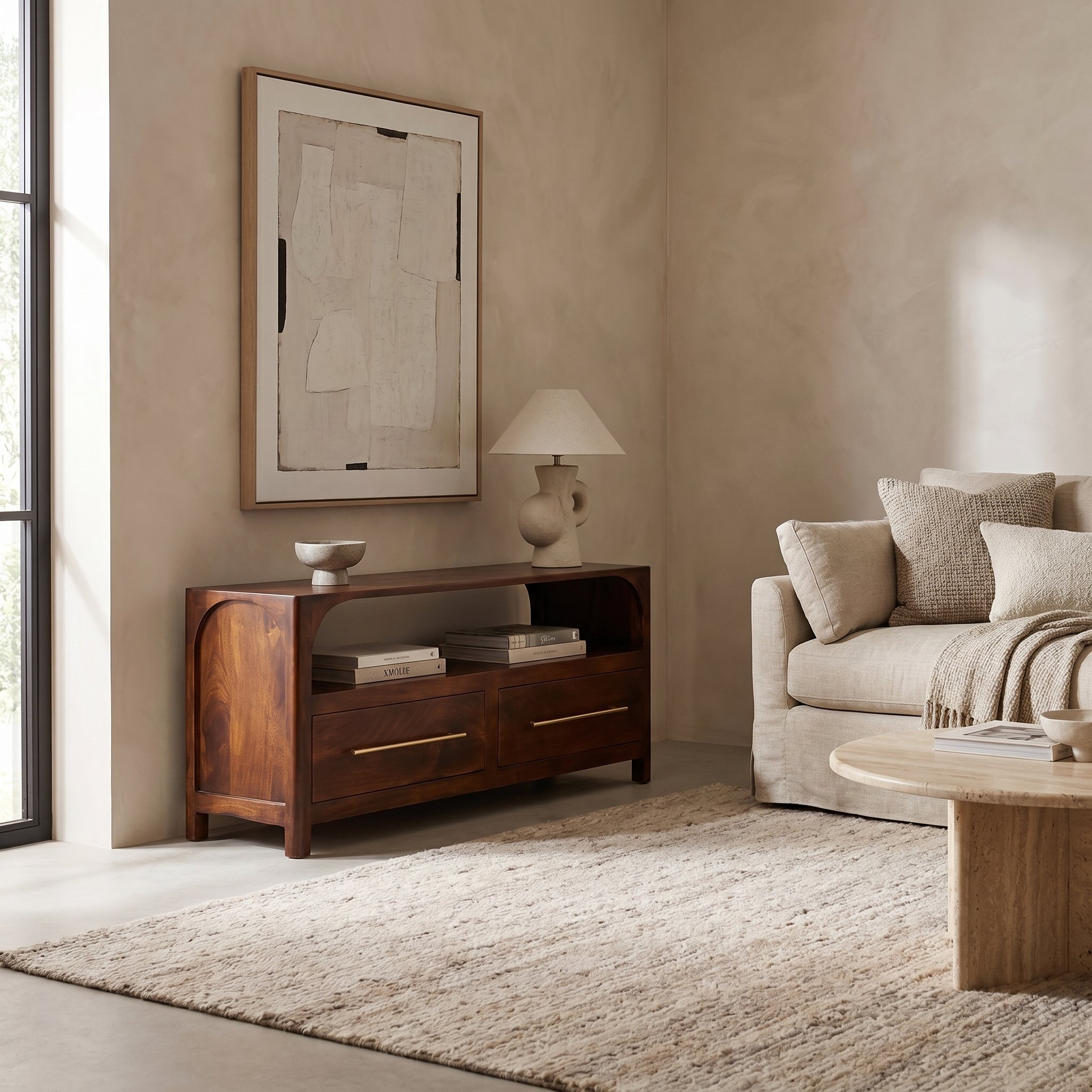Arched Edge 2 Drawer Media Unit