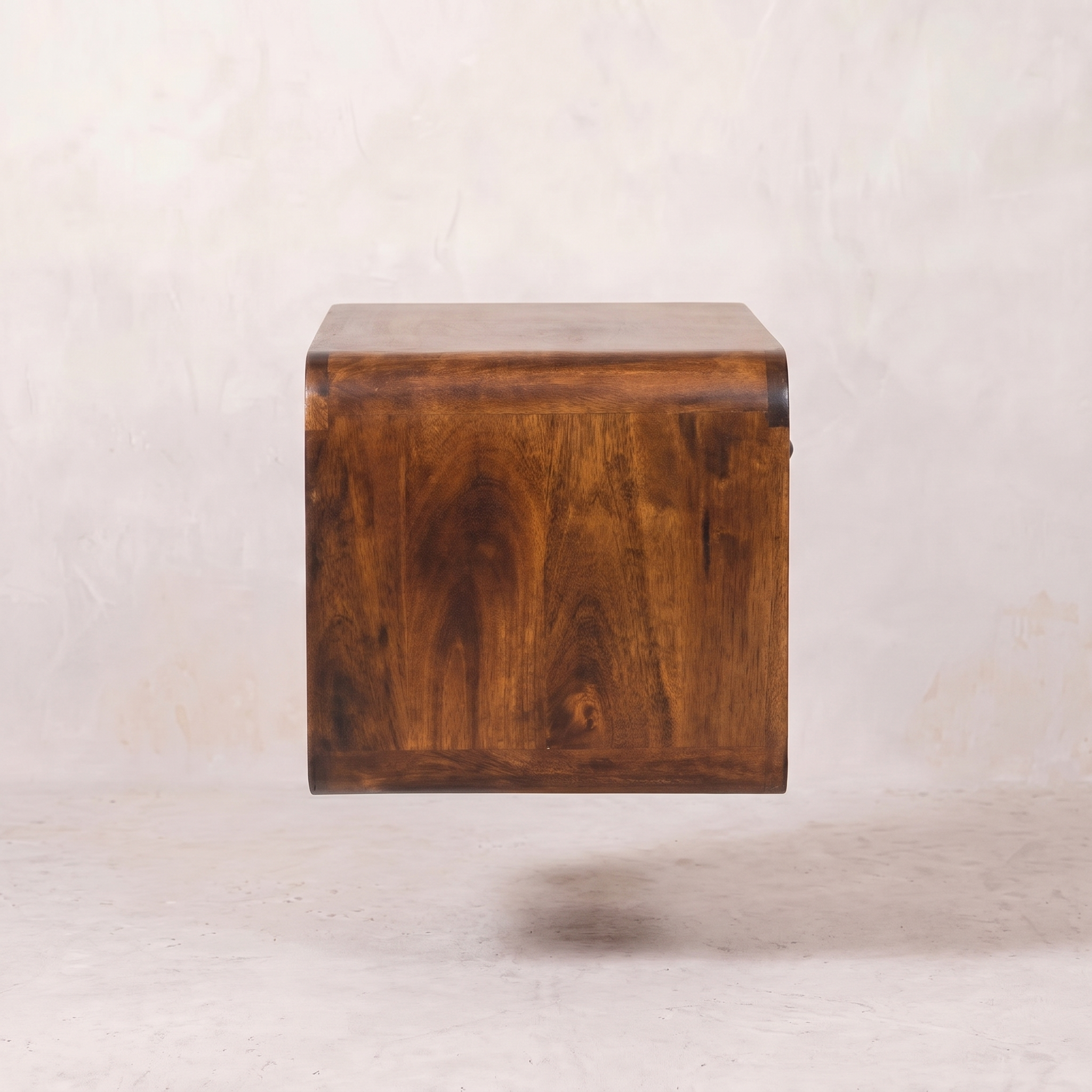 Large Chestnut Curve Floating Bedside