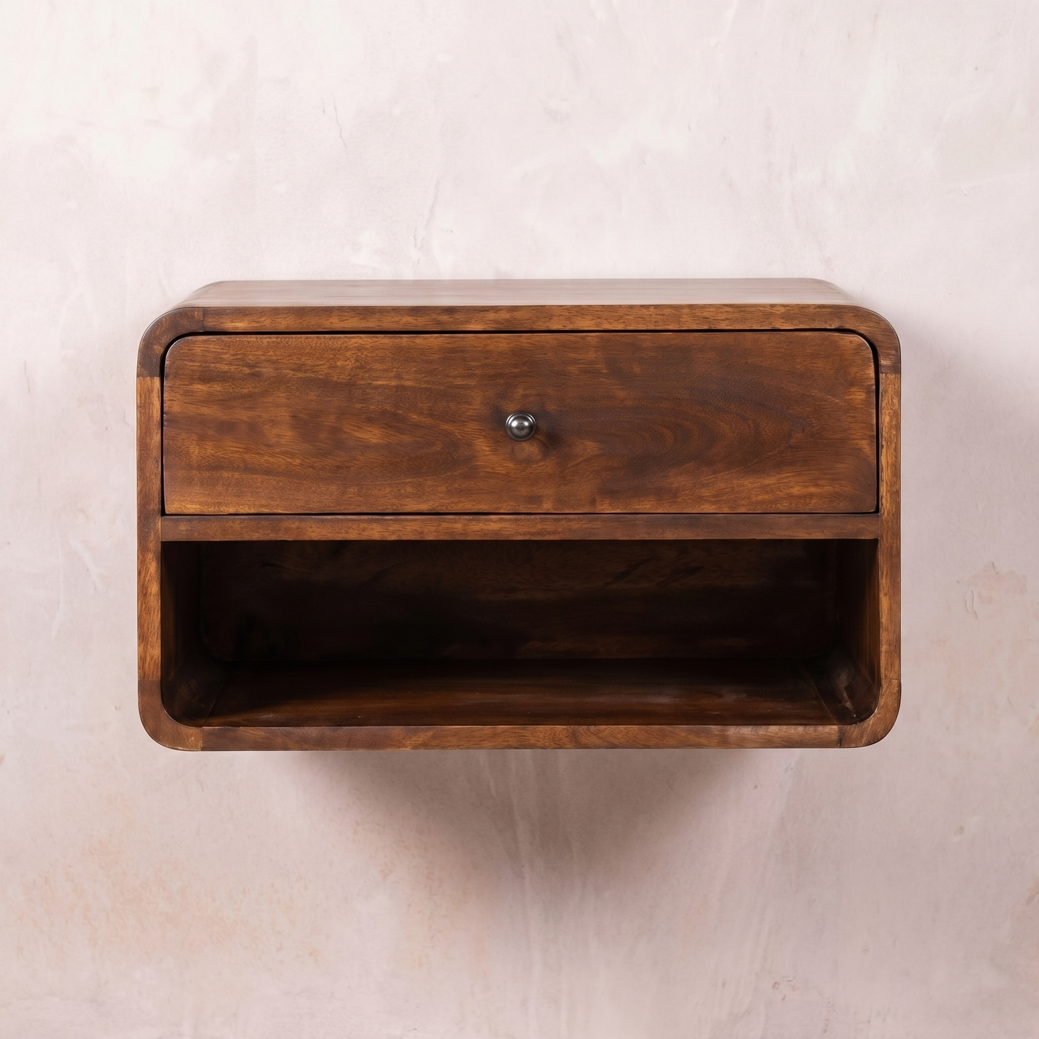 Large Chestnut Curve Floating Bedside
