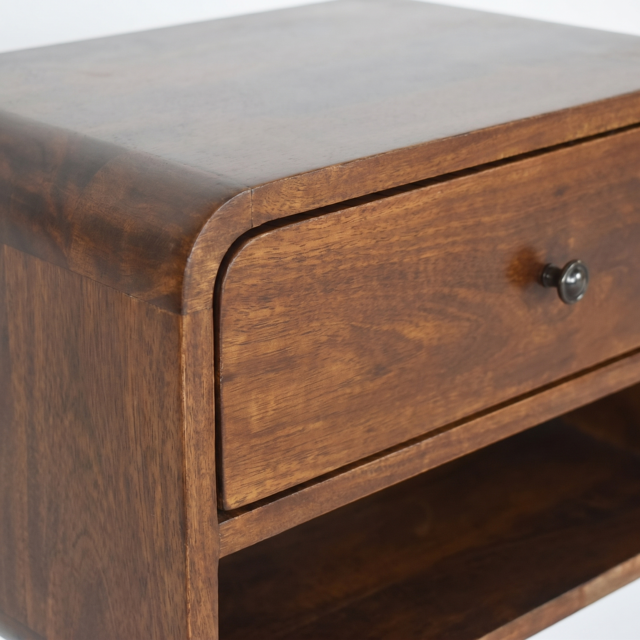 Large Chestnut Curve Floating Bedside