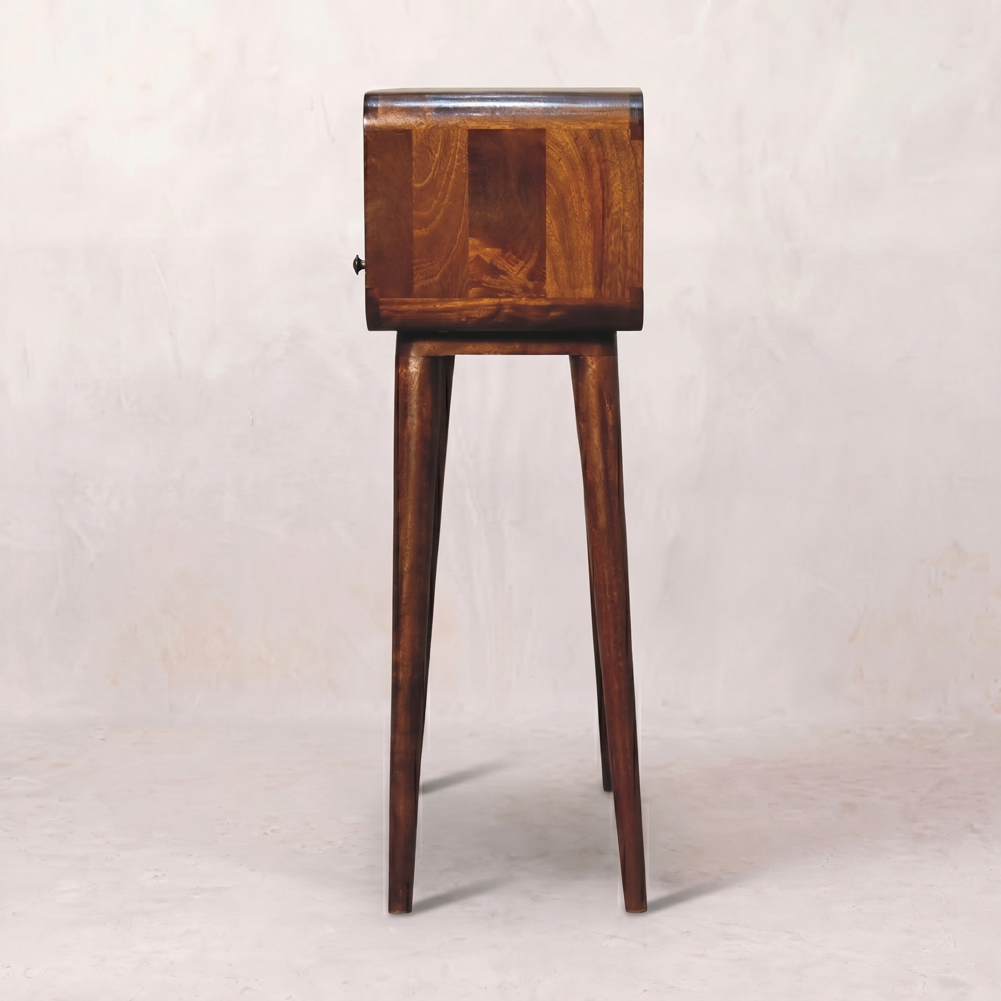 Chestnut Nordic Style One Drawer & One Open Slot Console Table