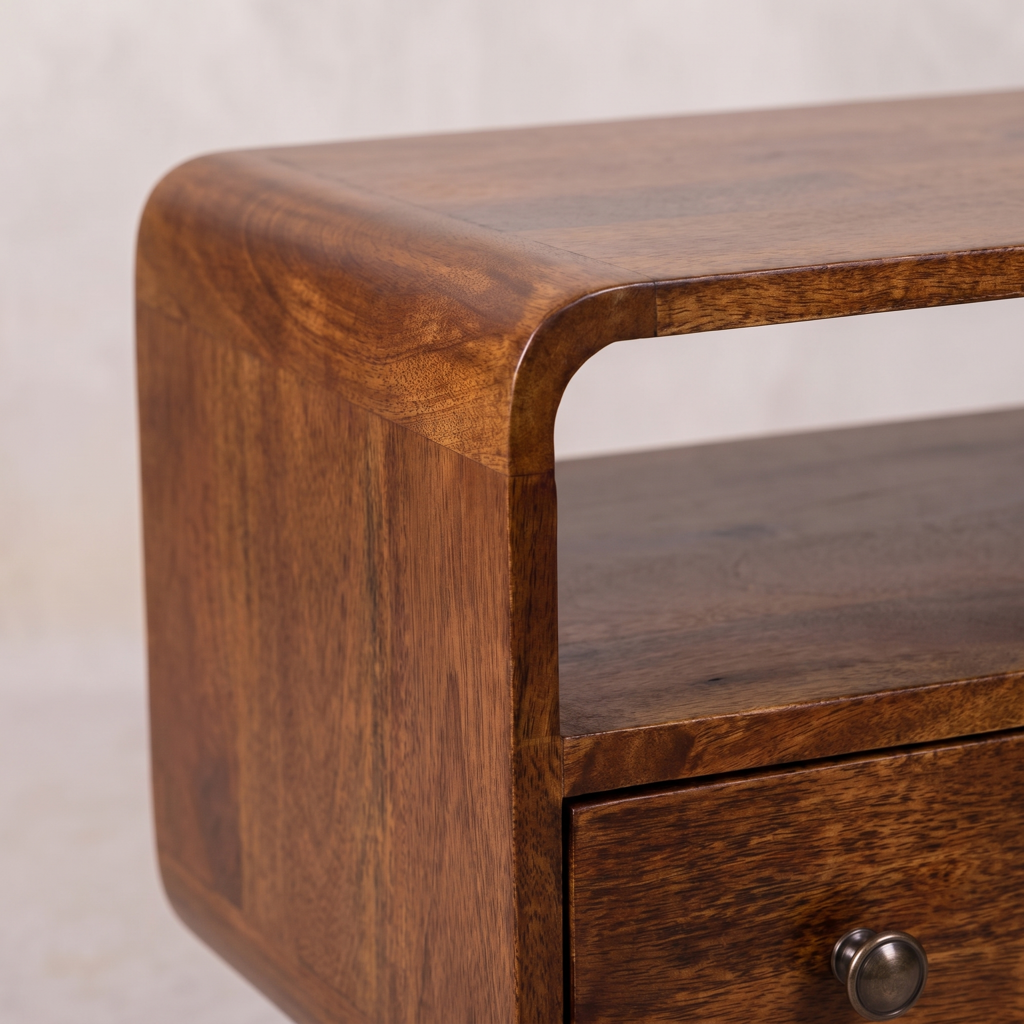 Chestnut Nordic Style One Drawer & One Open Slot Console Table
