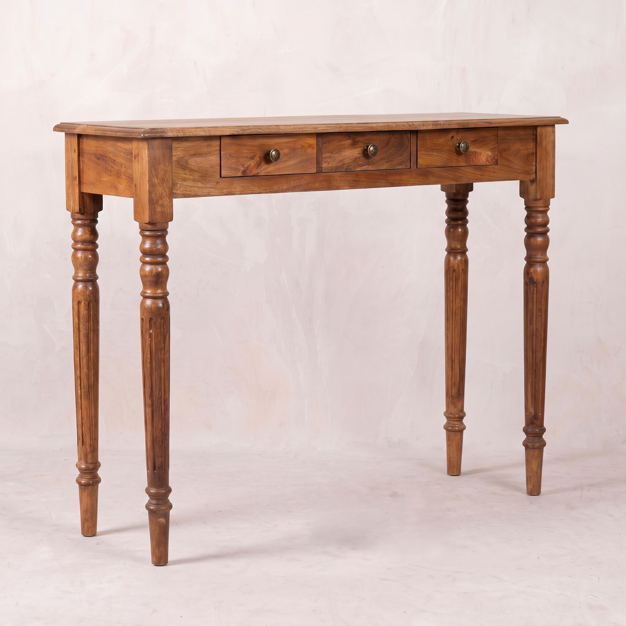 Three Drawer Console with Turned Legs