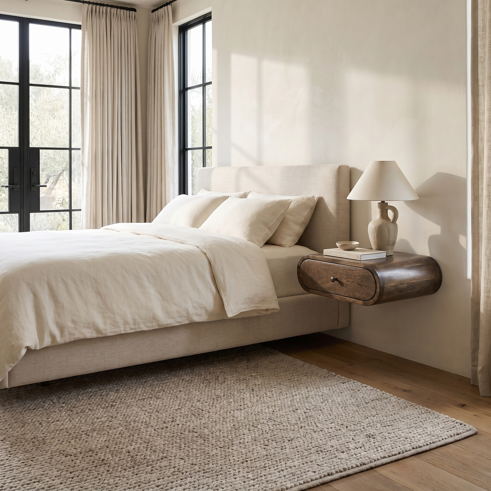 Rounded Wall-Mounted Bedside in Classic Grey