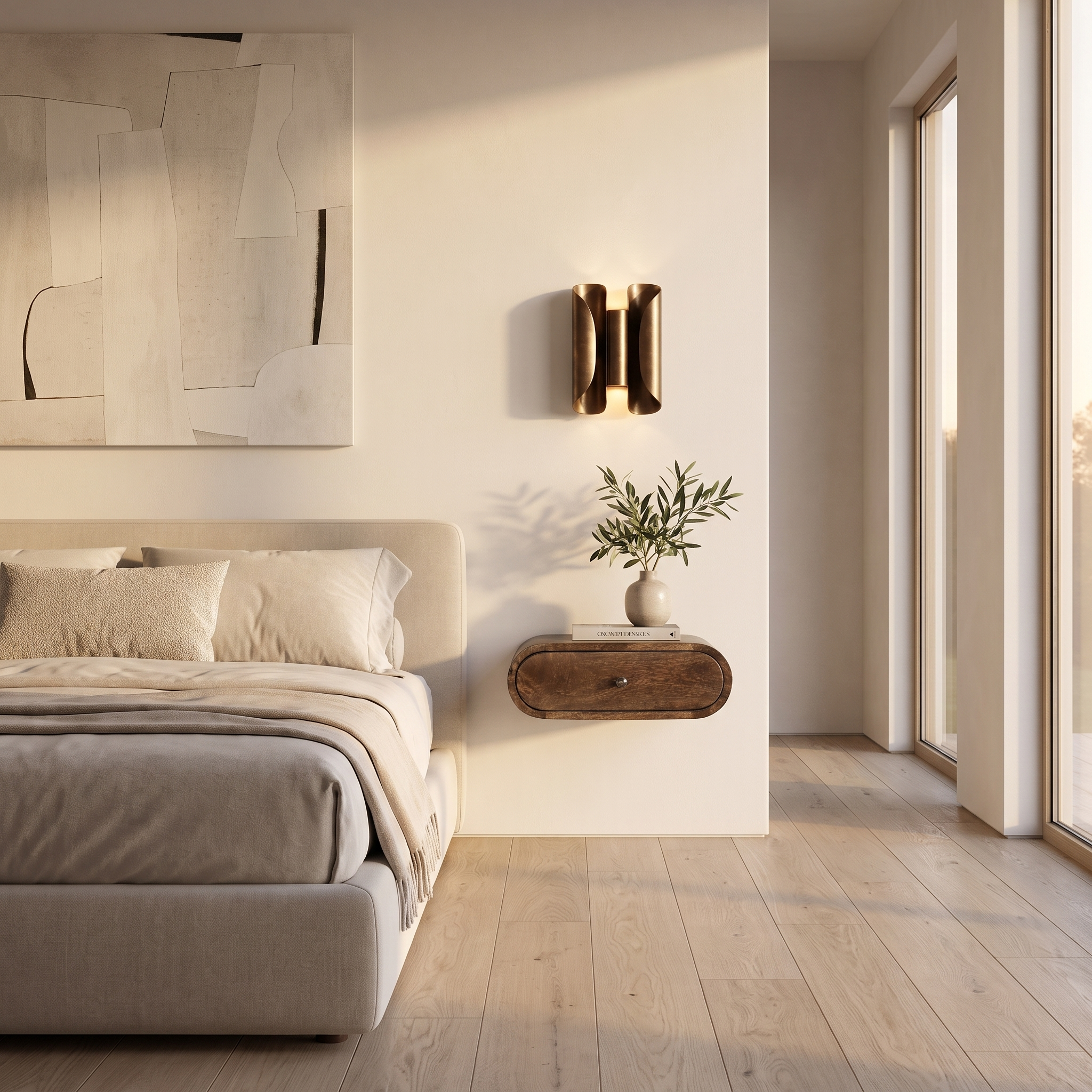 Rounded Wall-Mounted Bedside in Classic Grey