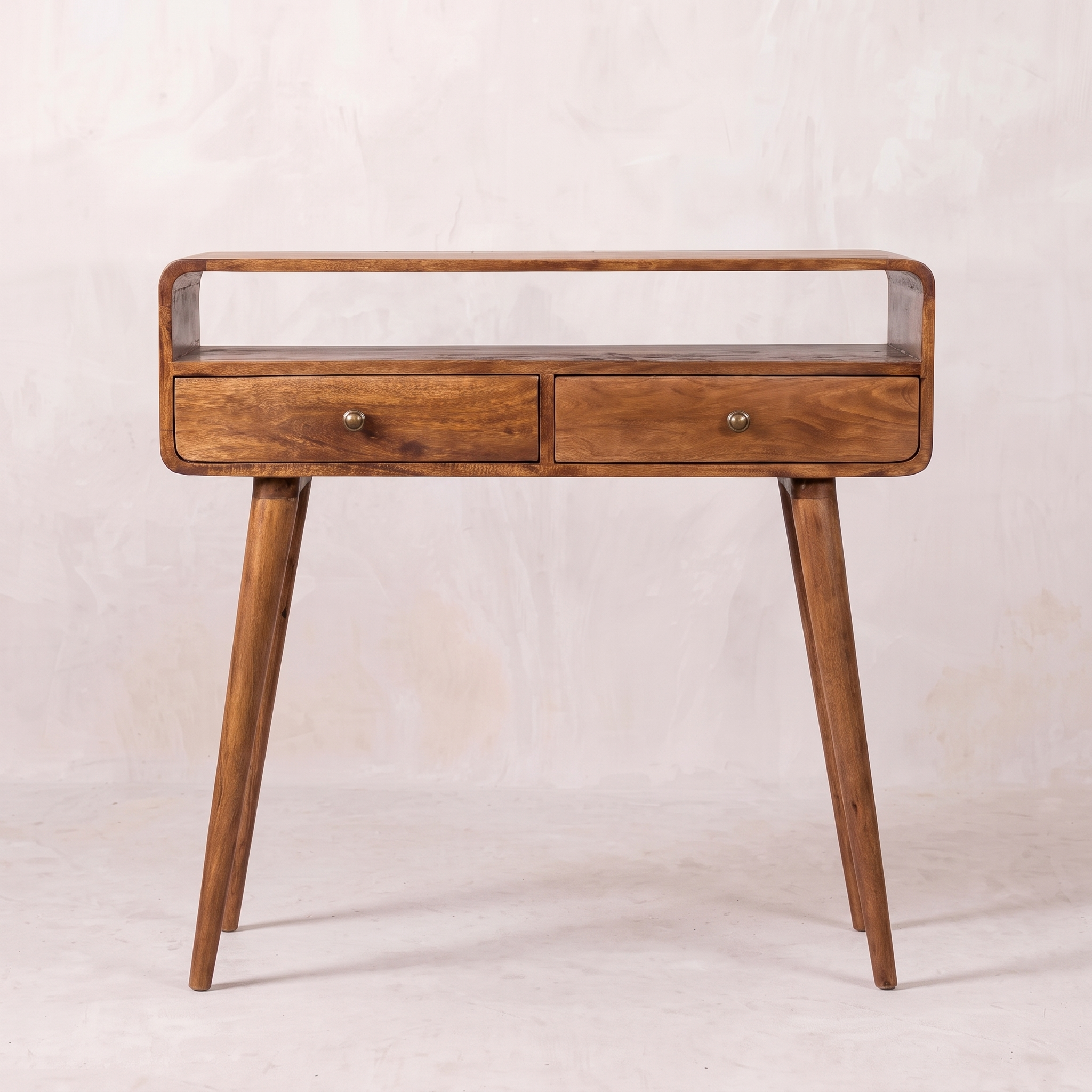 Curved Honey Caramel Console Table
