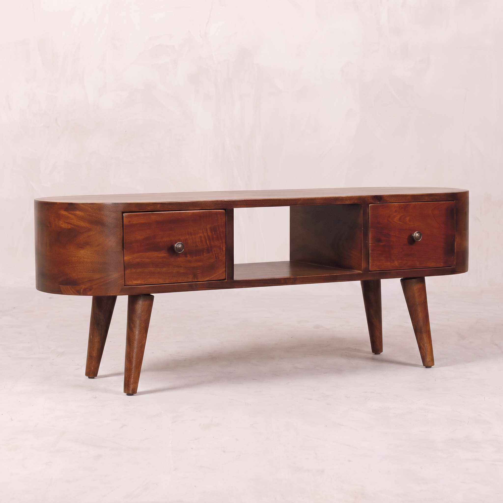 Chestnut Round Open Media Unit