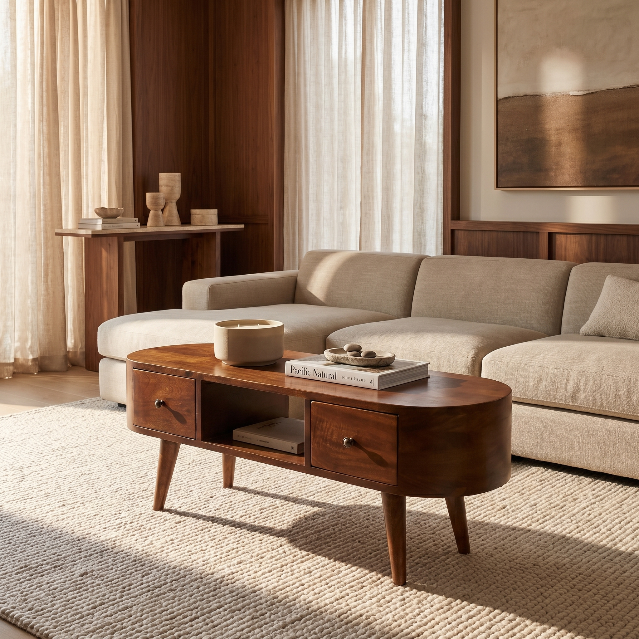 Chestnut Round Open Media Unit