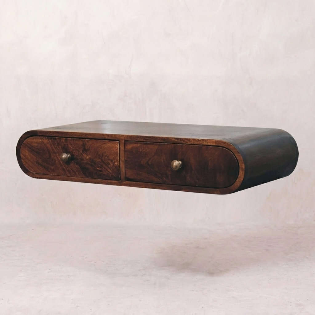 Wall Mounted California Walnut Console Table