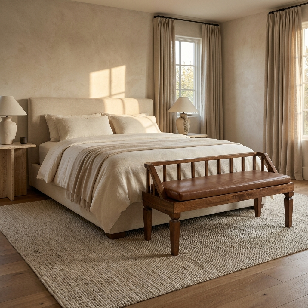 Bordeaux Leather Bench