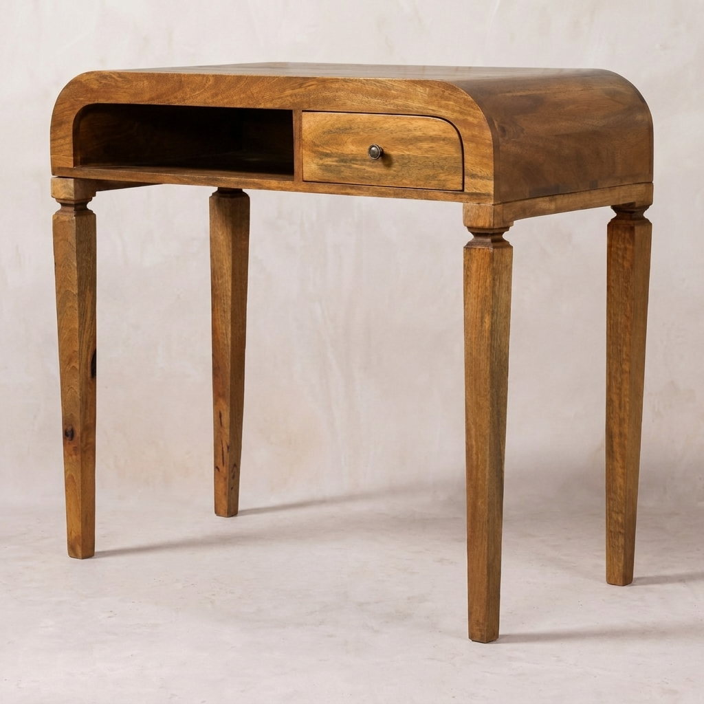 Curved Open Shelf Writing Desk
