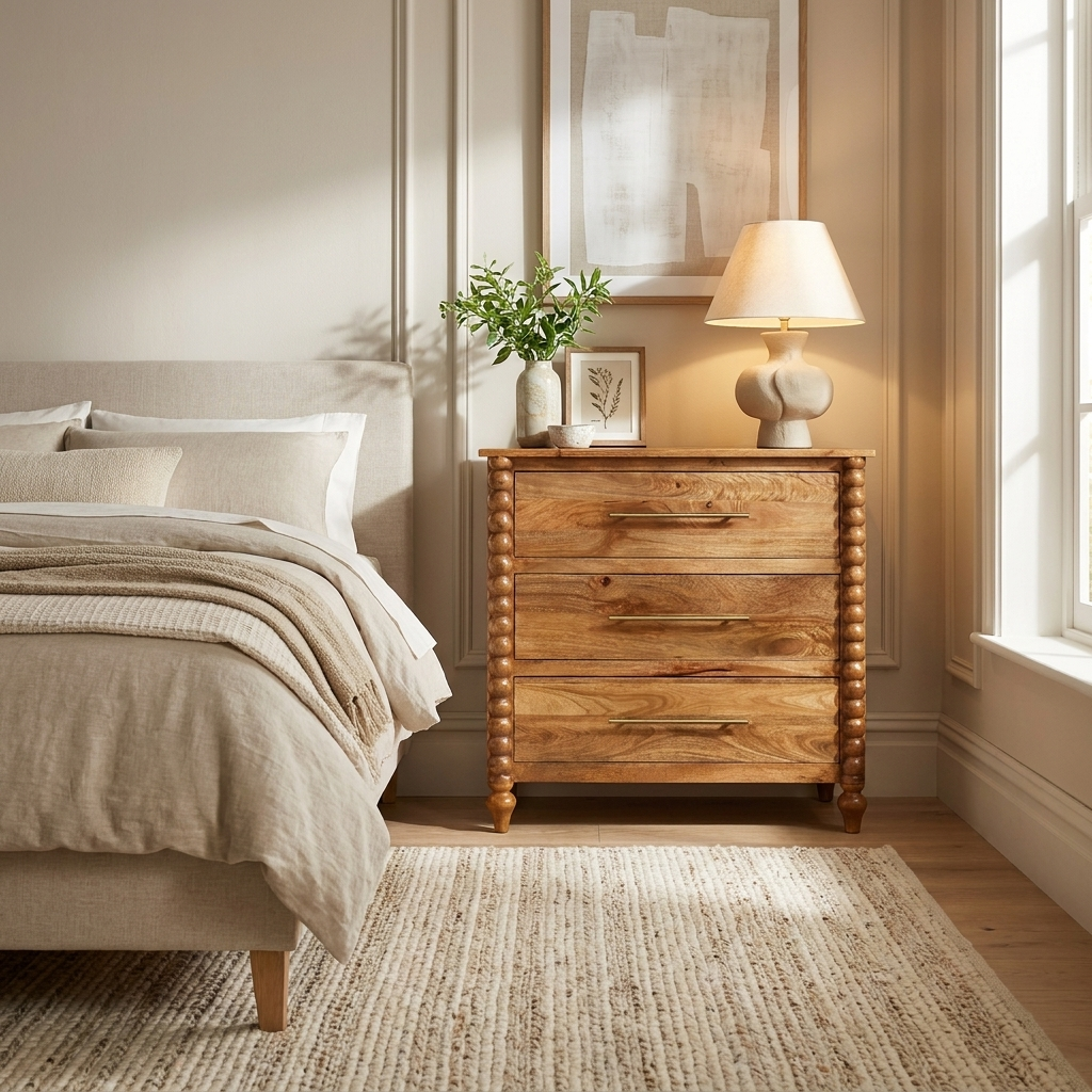 Solid Wood Amber Oak 3-Drawer Chest