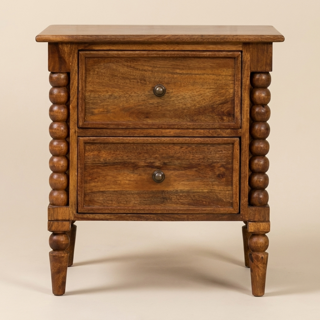 Vintage Spindle Amber Oak Nightstand 23.5"