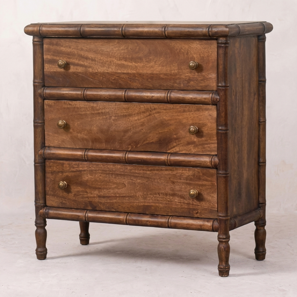 Bamboo Carved 3-Drawer Chest