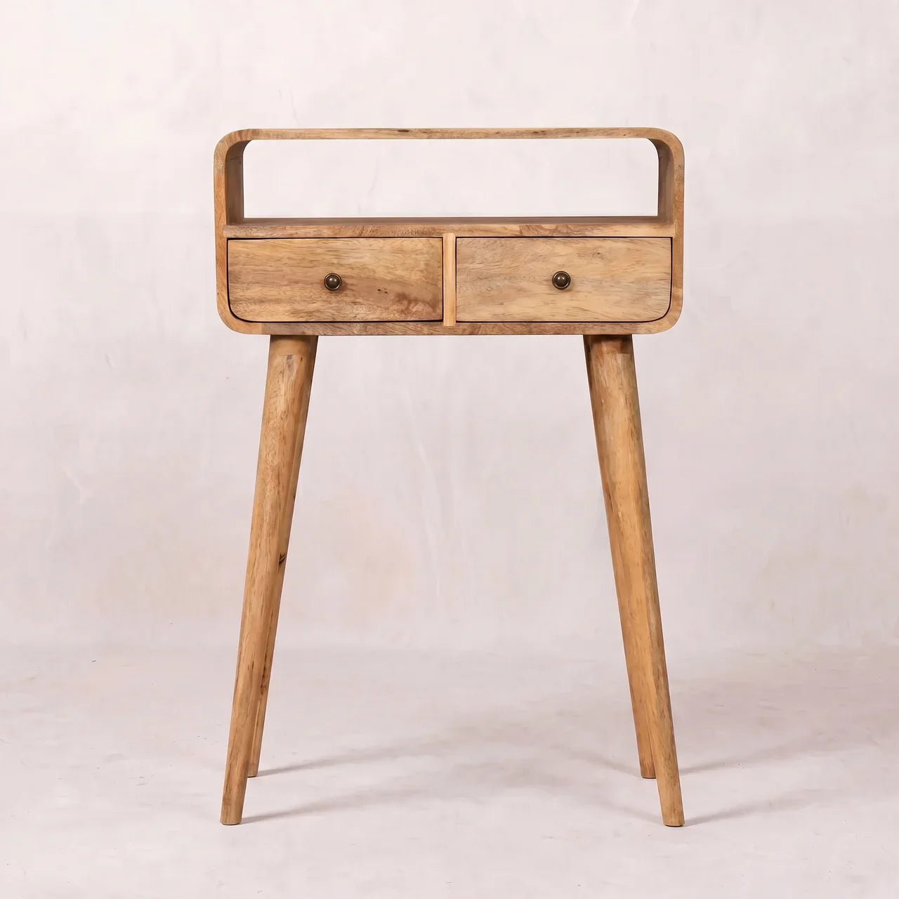 Mini Curved Oak-ish Console Table