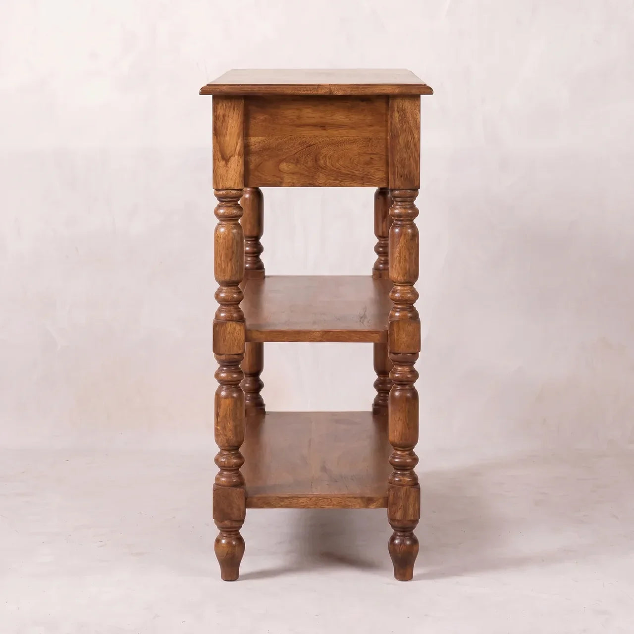 Turned Leg Side Table with Shelves