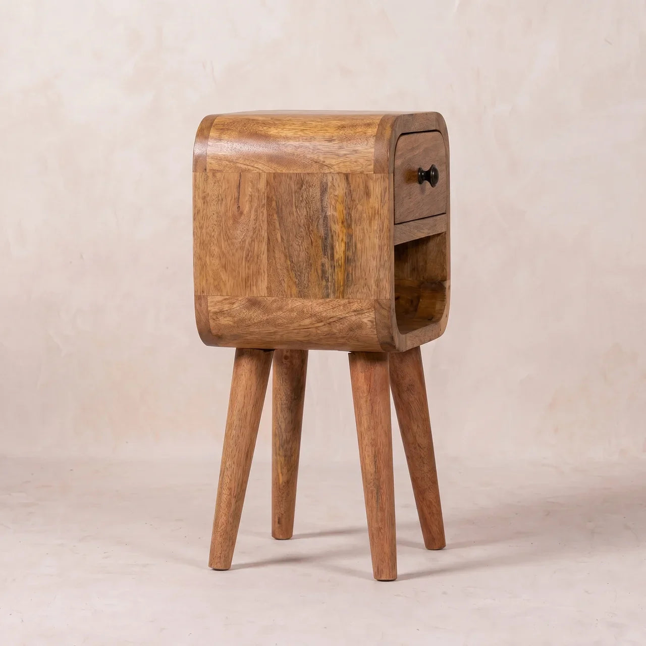 Extra Mini Oak-ish Mango Wood Bedside Table with Drawer