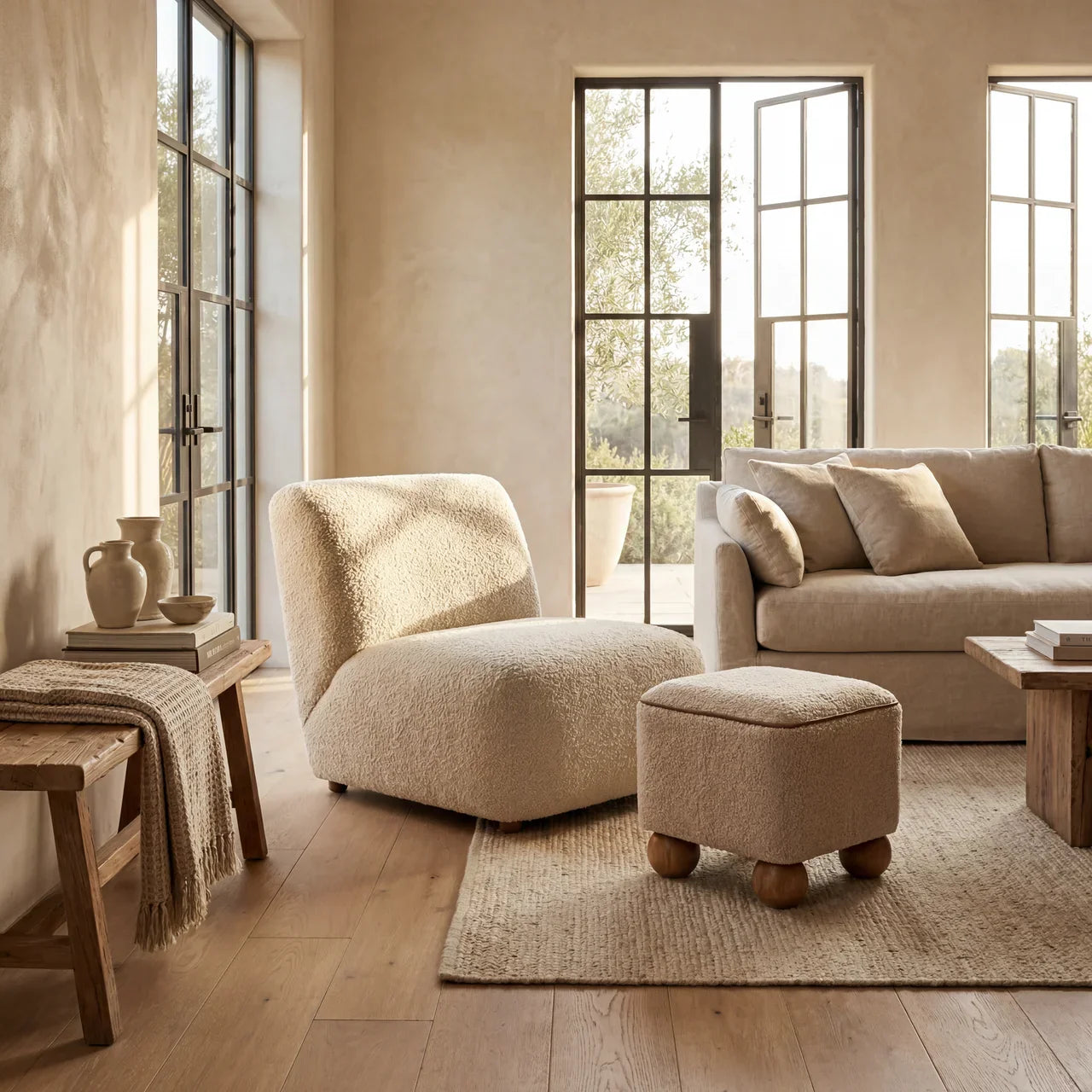 The Cove Footstool with Ball Feet