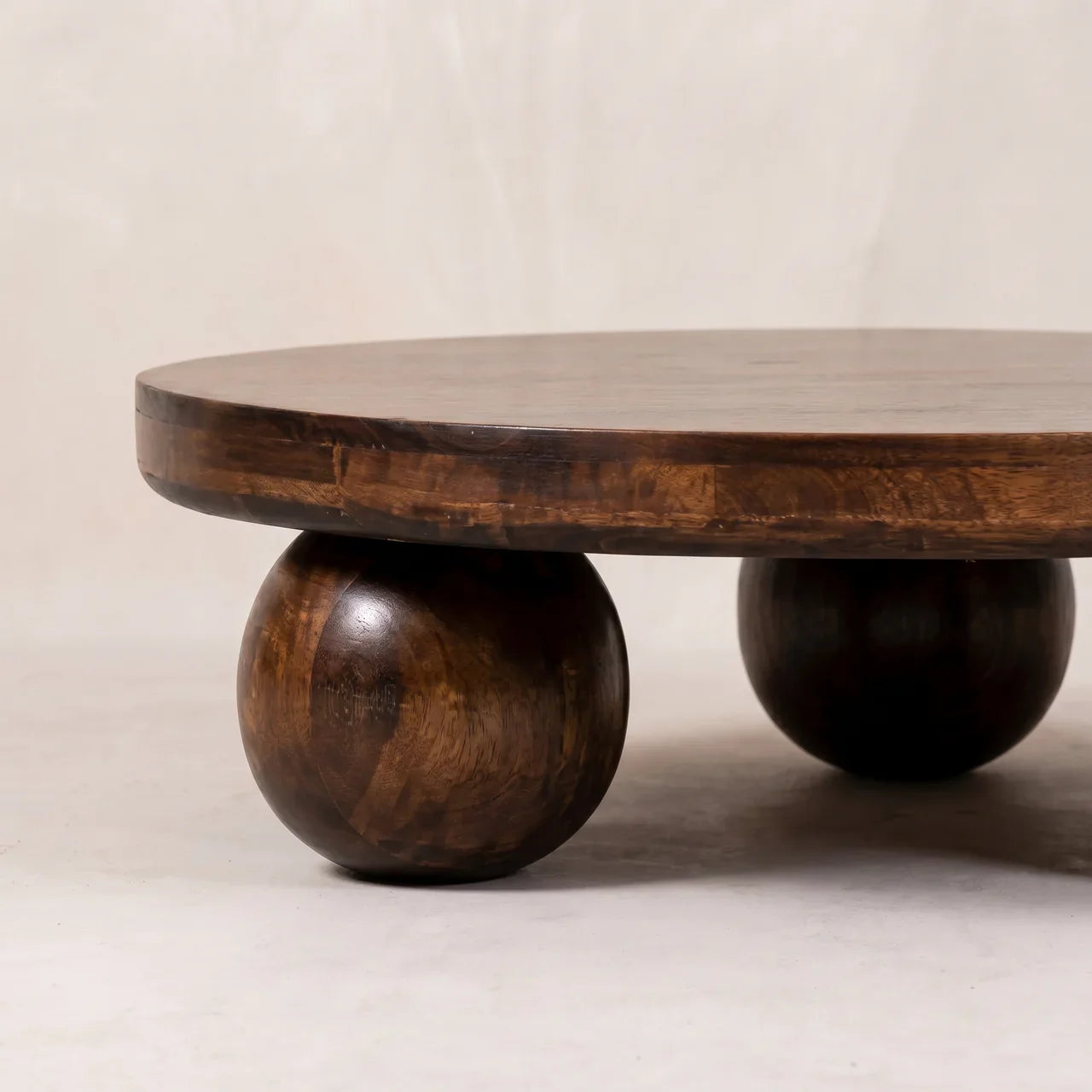 California Walnut Central Table with Ball Feet