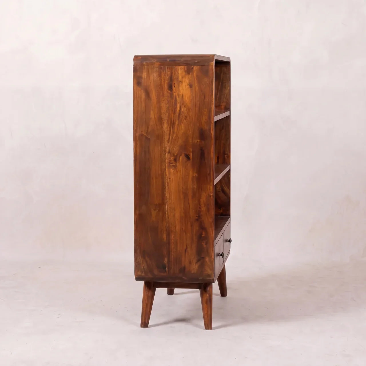 Curved Chestnut Low Bookcase
