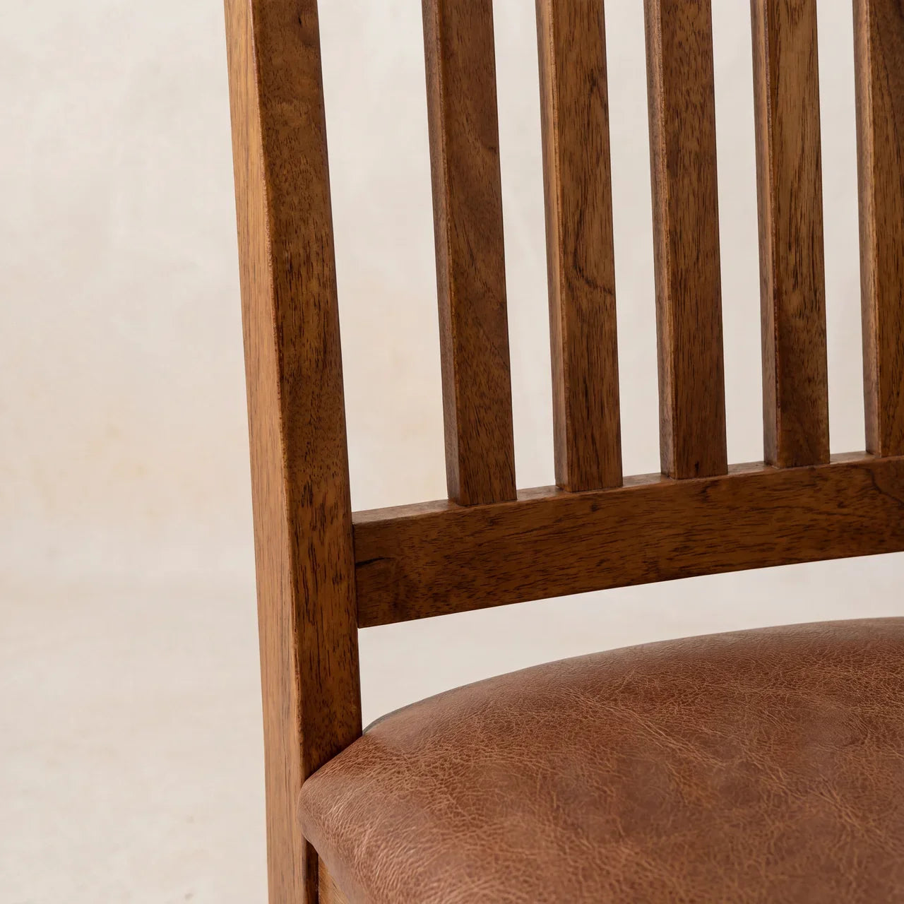 Leather Slatted Dining Chair
