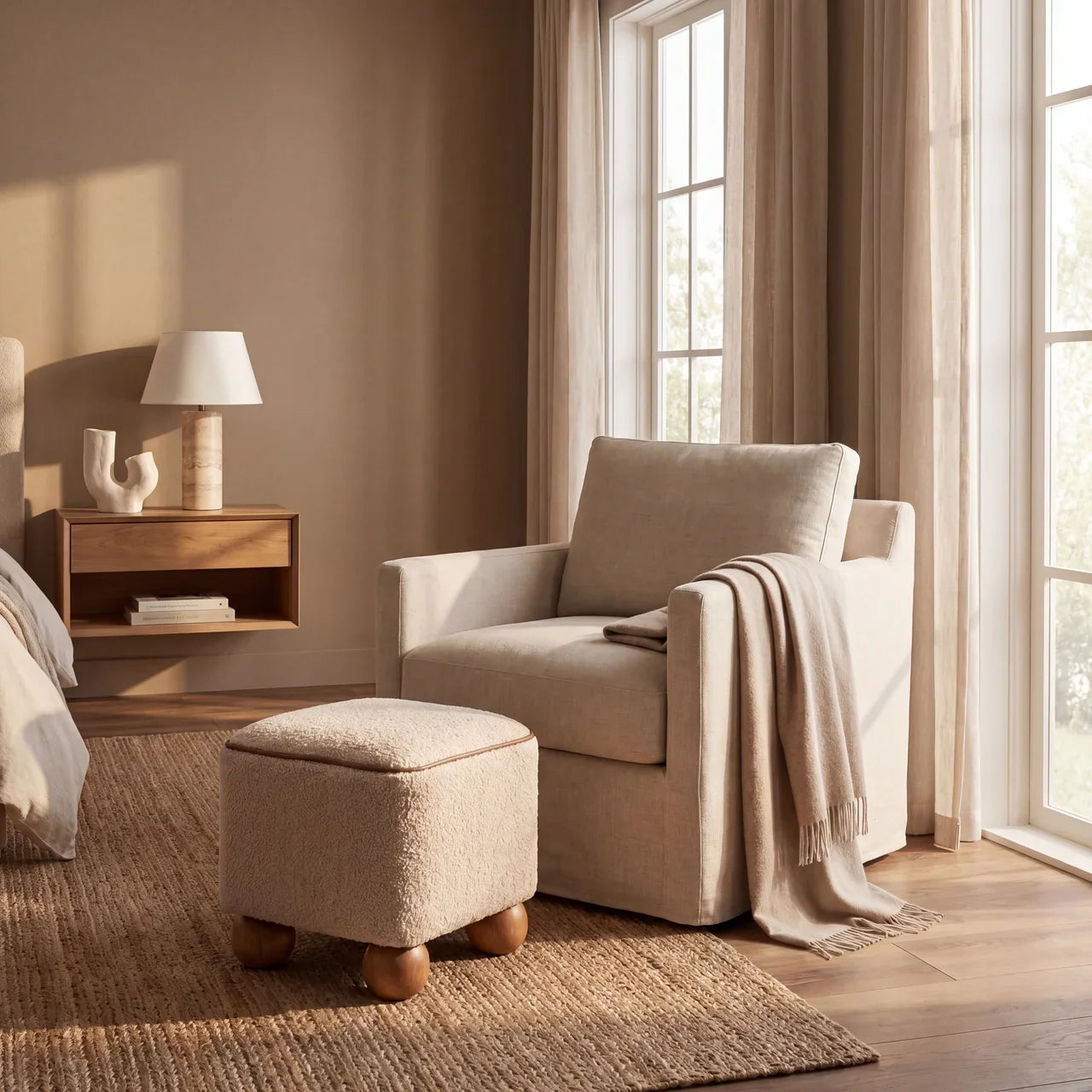 Serenity Footstool with Ball Feet