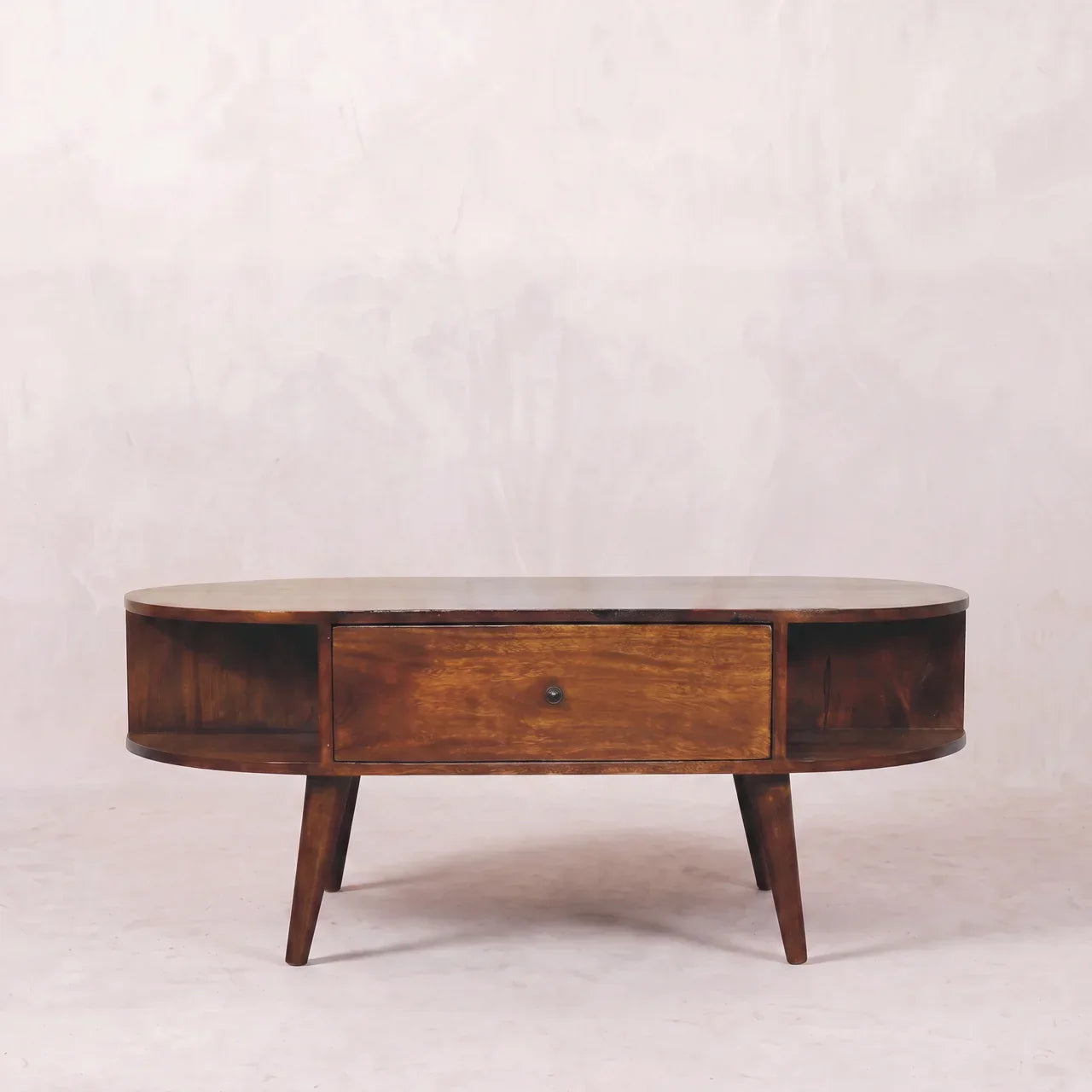 Chestnut Oval Coffee Table with 2 Drawer
