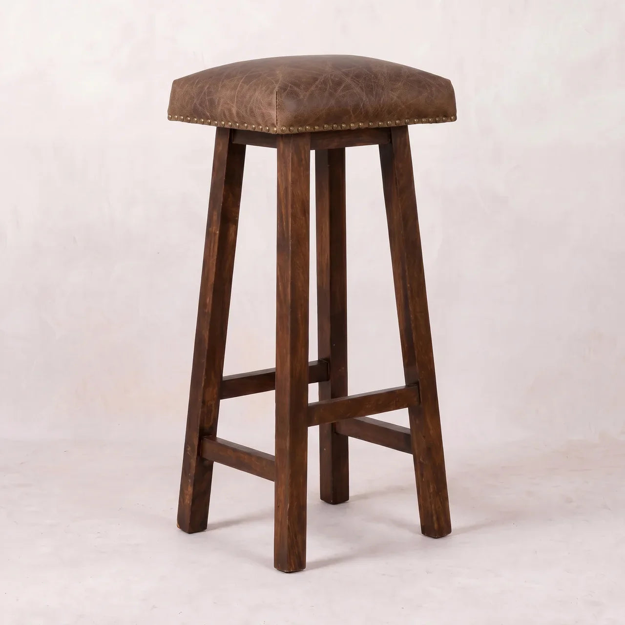 Buffalo Brass Leather Bar Stool