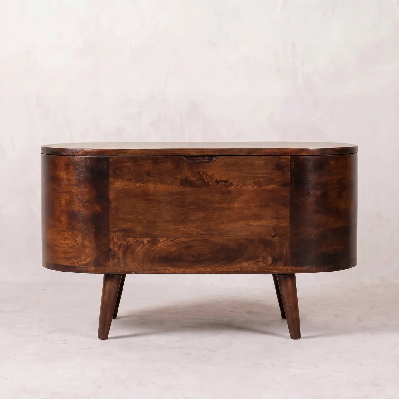 Light Walnut Rounded Lid-up Blanket Box