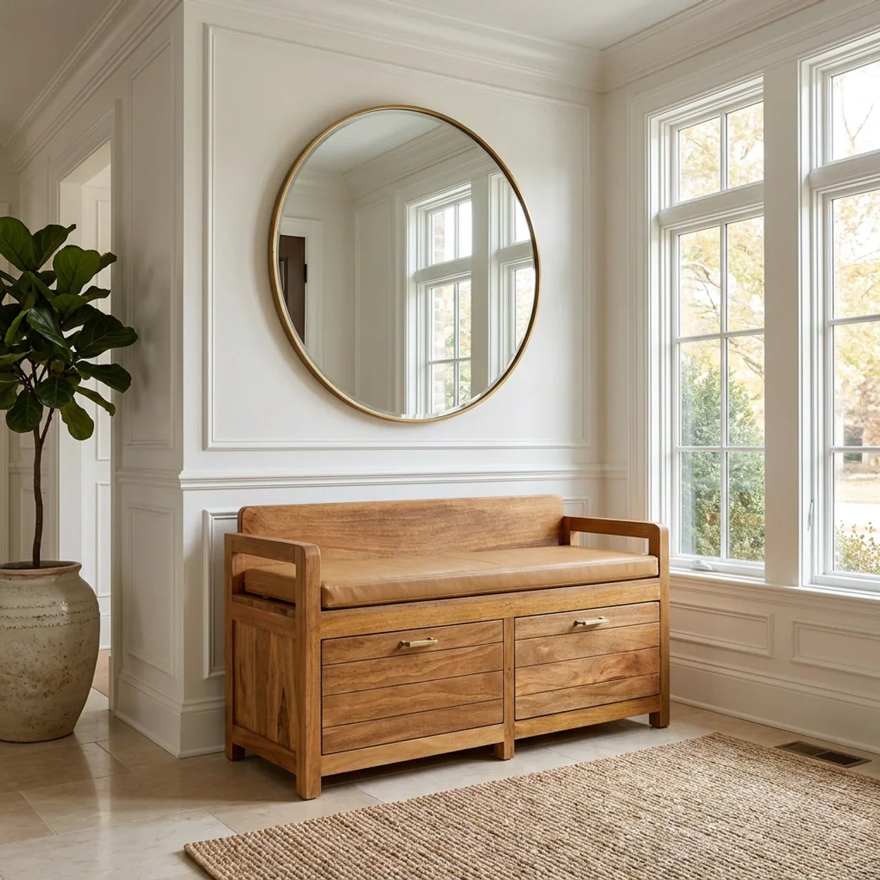 Oxford Oak-ish 2 Drawer Storage Bench