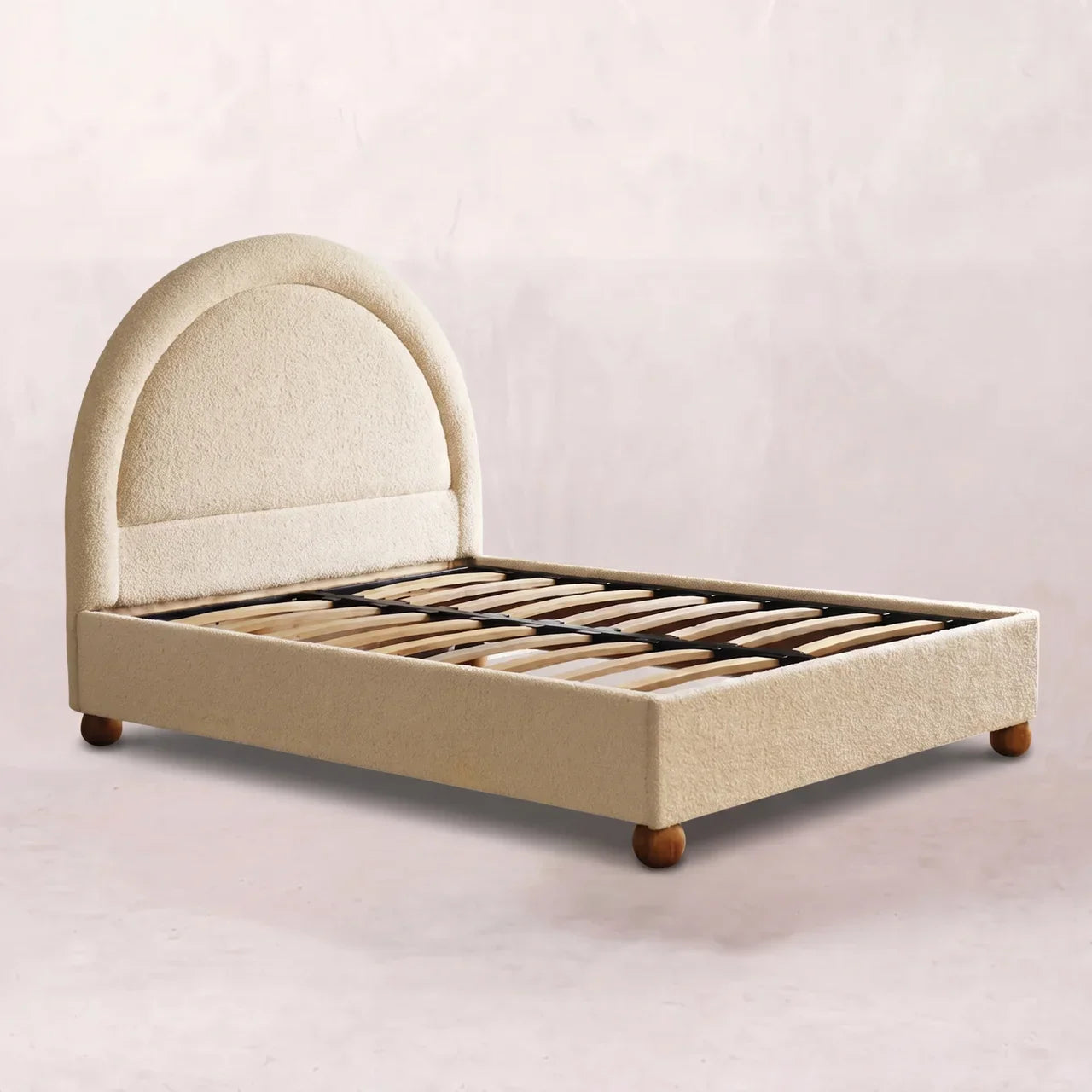 Cream Boucle Double Bed