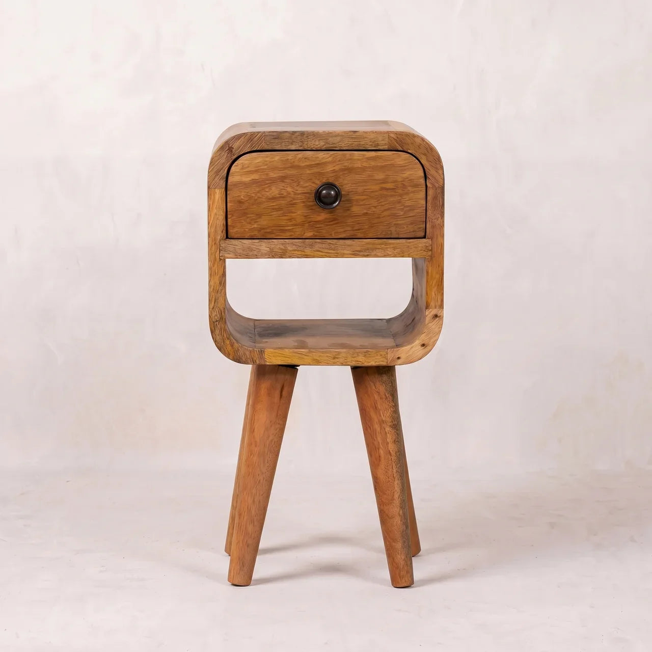 Extra Mini Oak-ish Mango Wood Bedside Table with Drawer