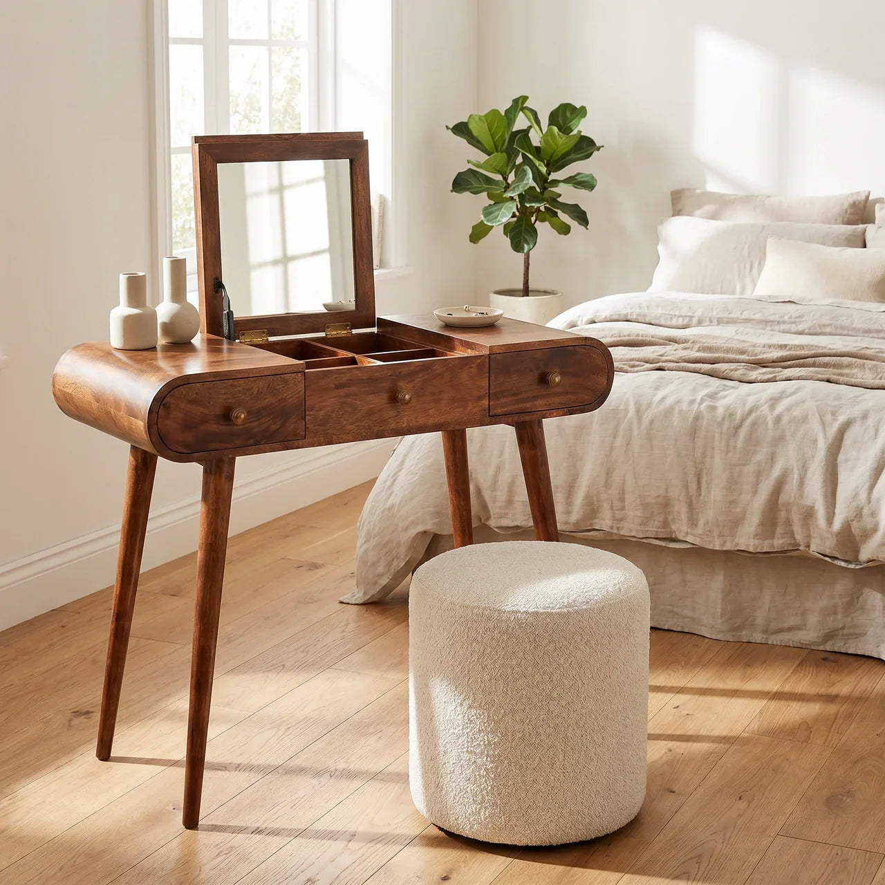 Honey Caramel Round Dressing Table