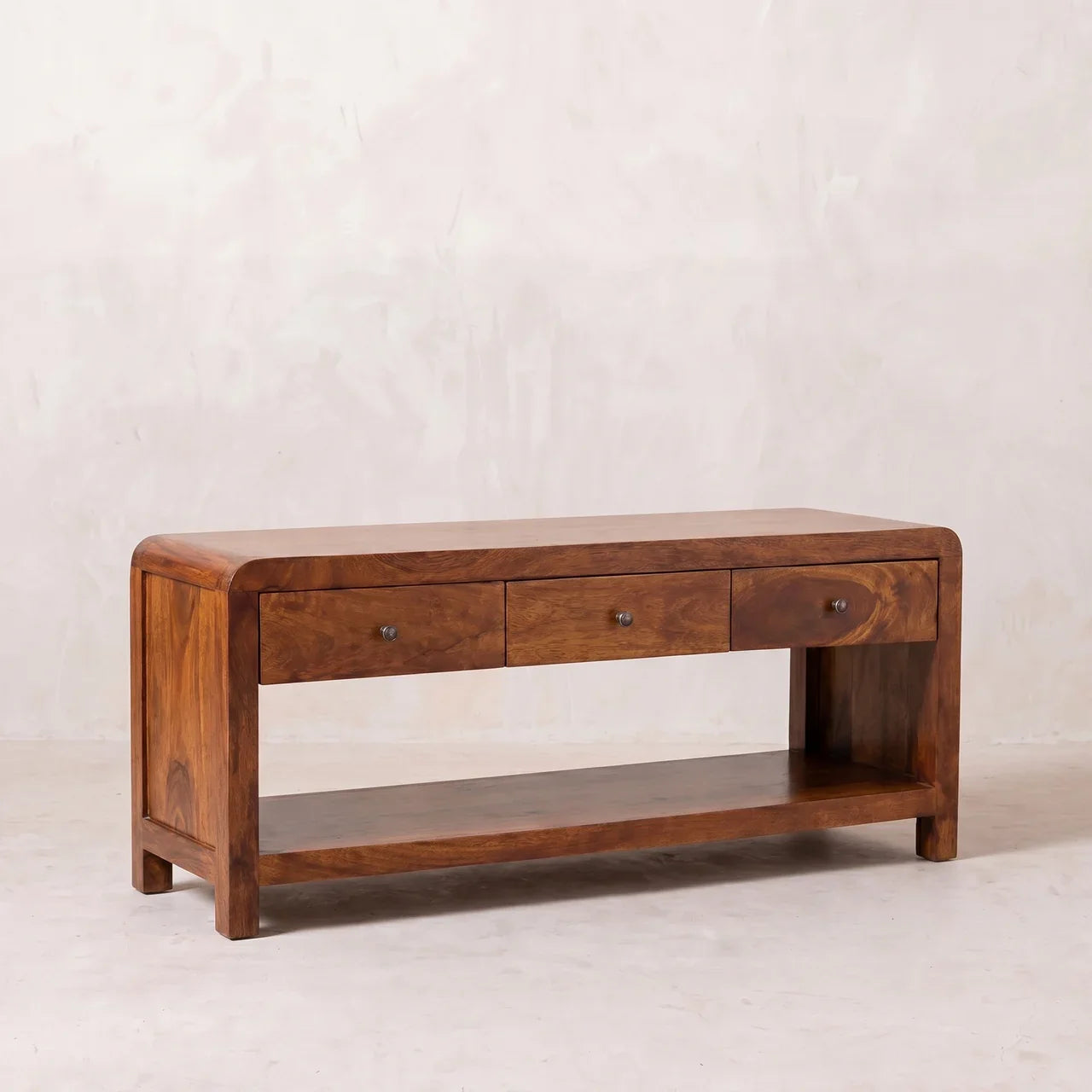 Solid Mango Wood TV Stand in Chestnut