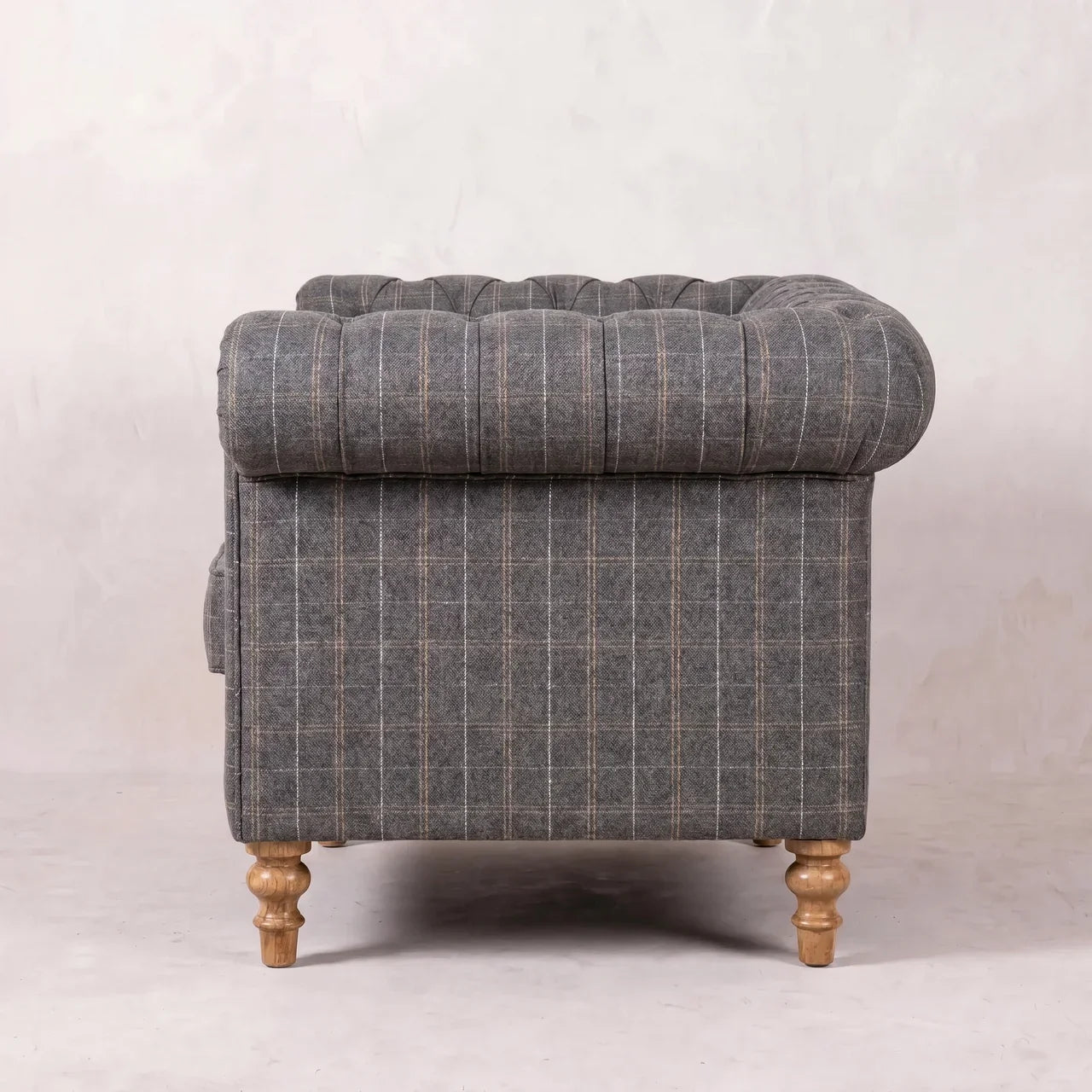 Pewter Tweed Chesterfield Armchair