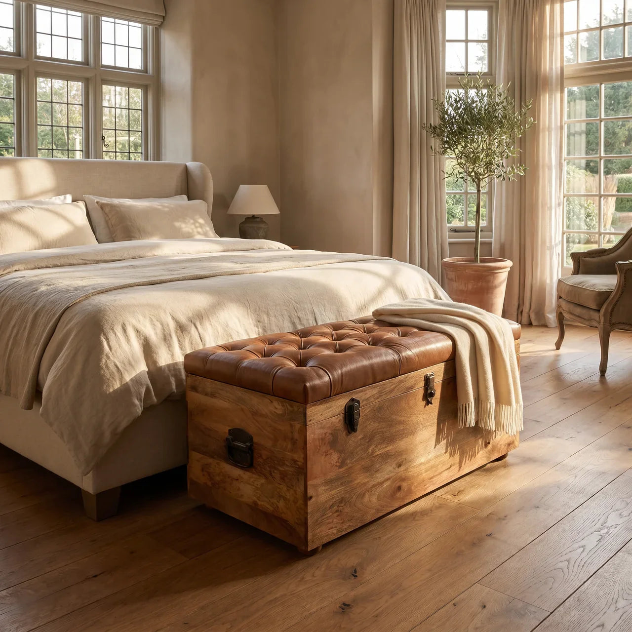 Buffalo Hide Oak-ish Storage Trunk