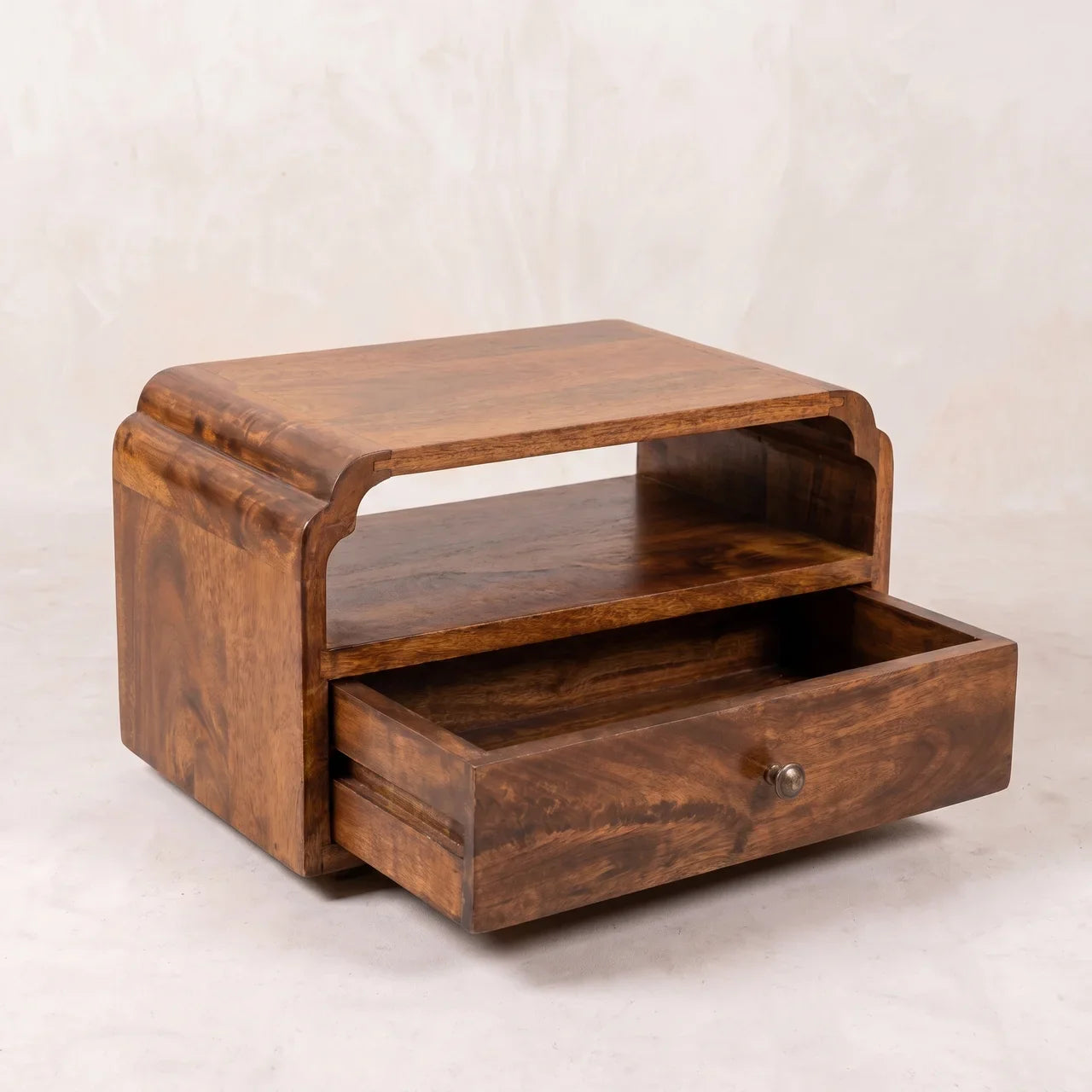 Avora Floating Chestnut Solid Mango Wood Nightstand