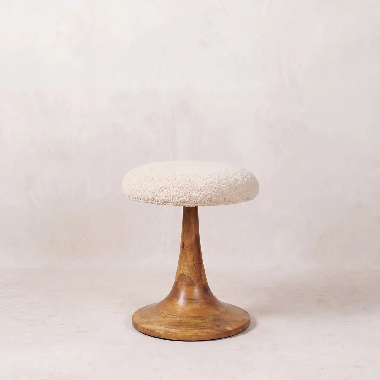 Boucle Teak Accent Stool