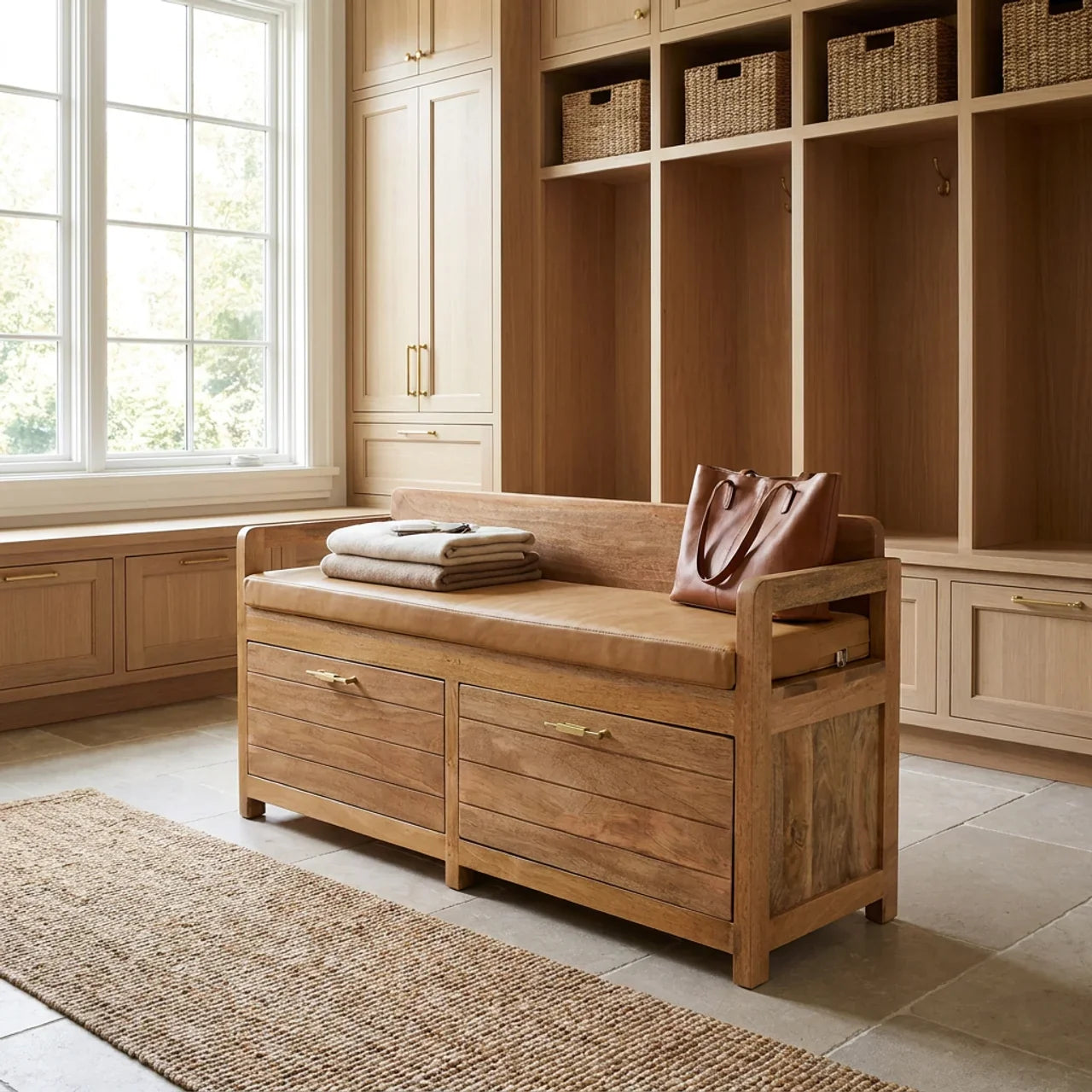 Oxford Oak-ish 2 Drawer Storage Bench