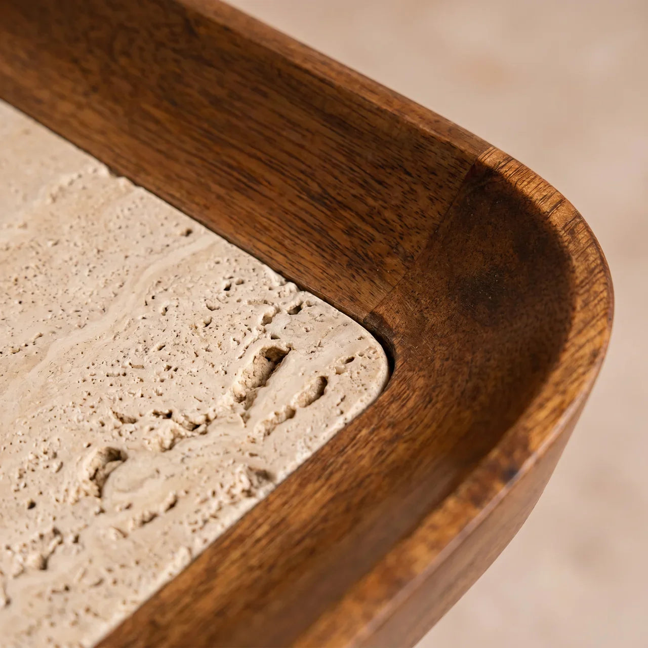 Travertine Top Tray Coffee Table