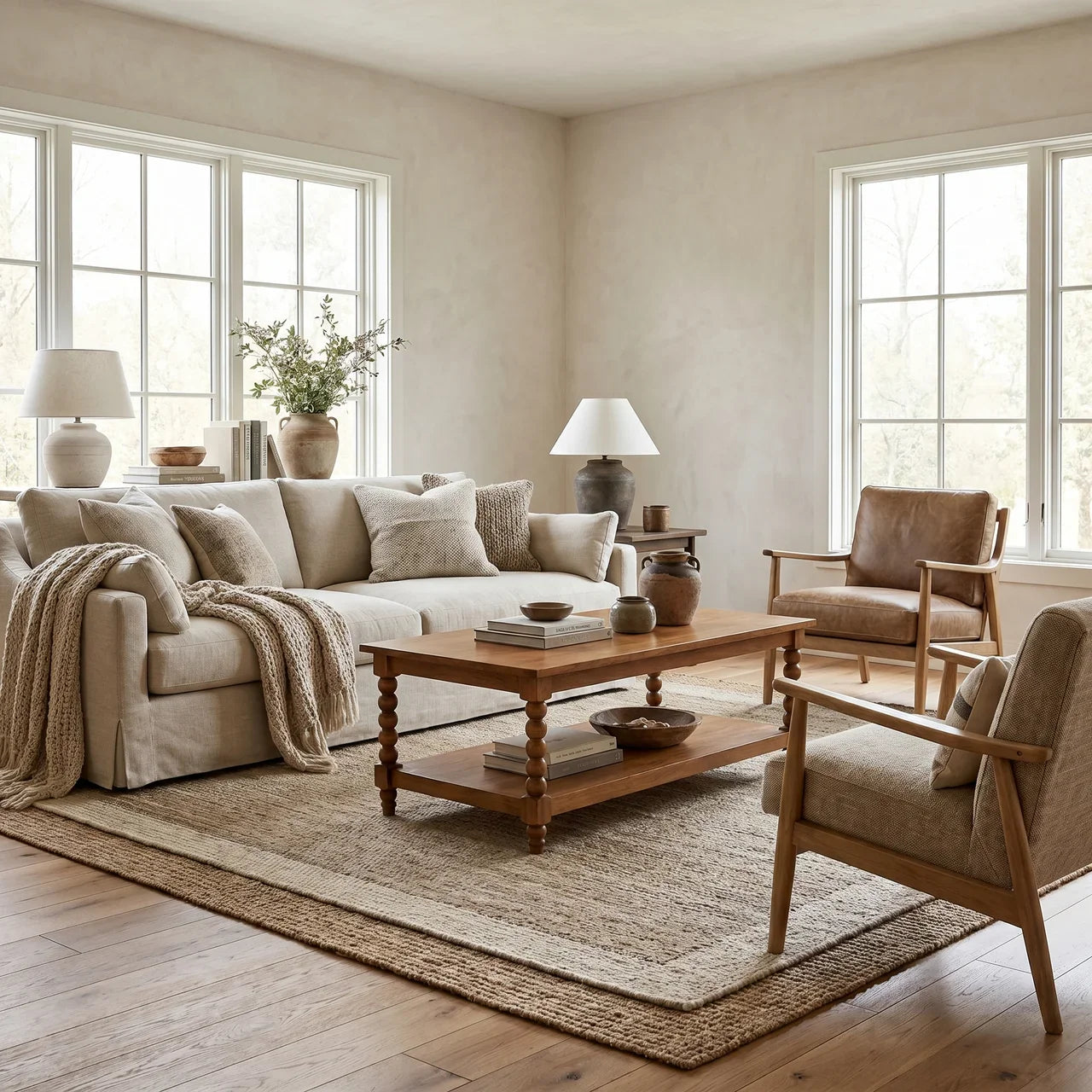 Solid Wood Amber Oak Coffee Table With Open Shelf