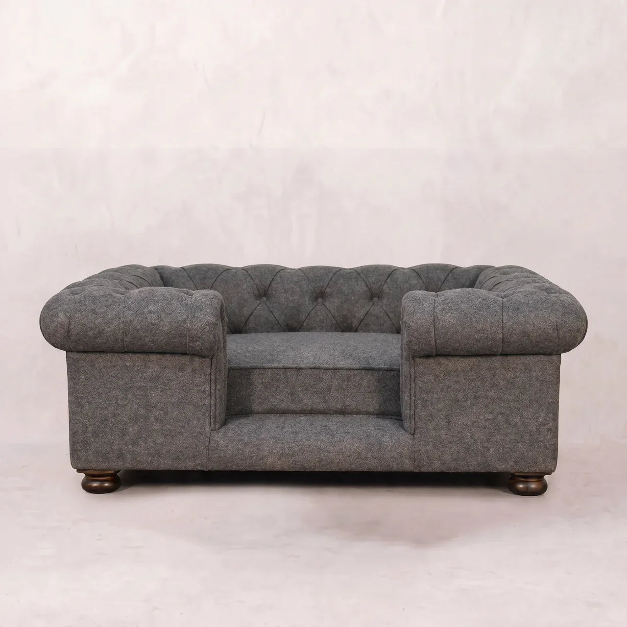 Battleship Tweed Button Pet Bed