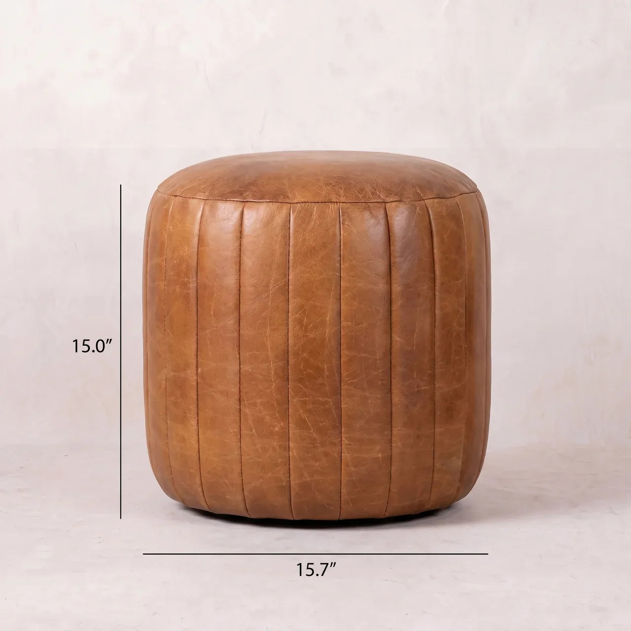 Buffalo Leather Boucle Footstool