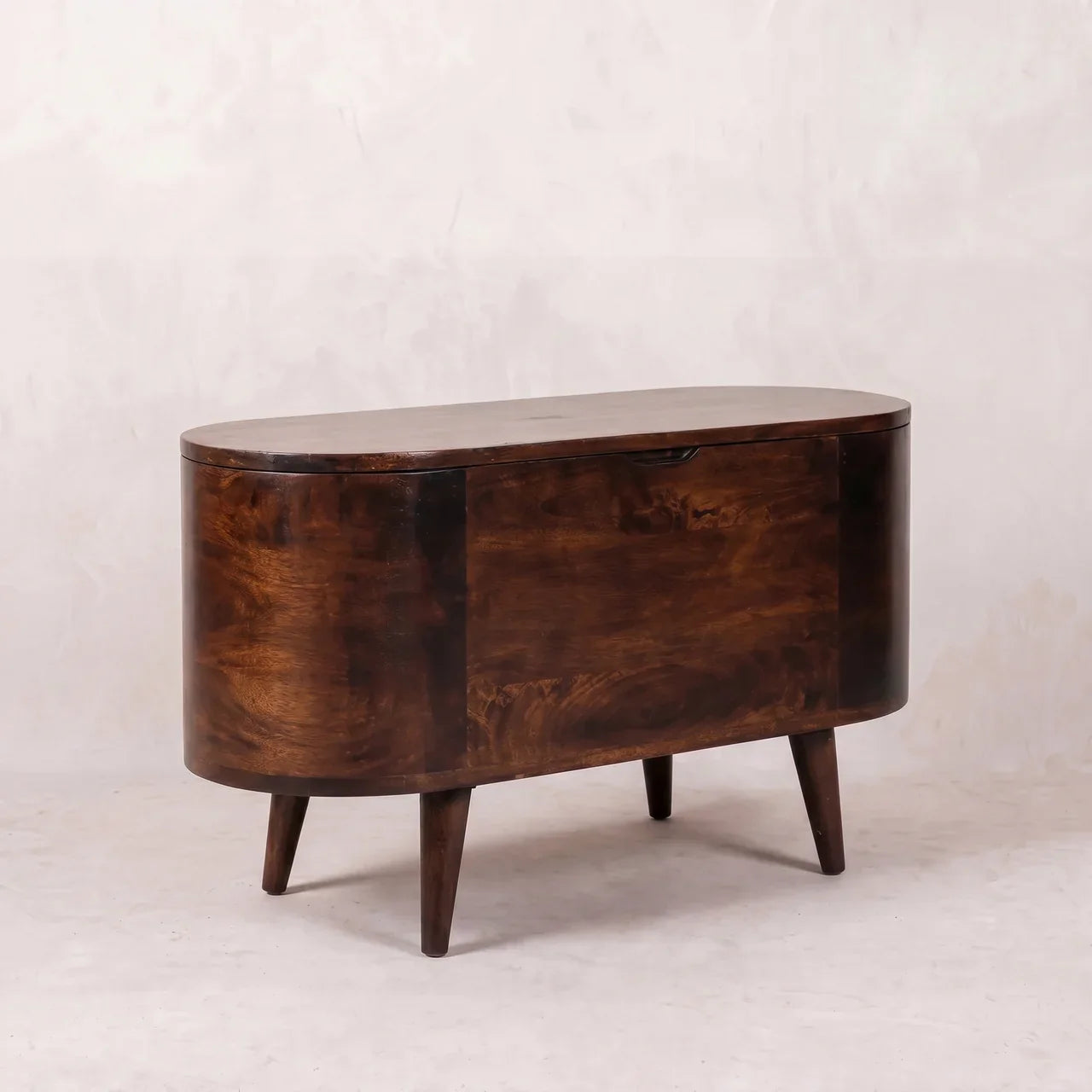 Light Walnut Rounded Lid-up Blanket Box